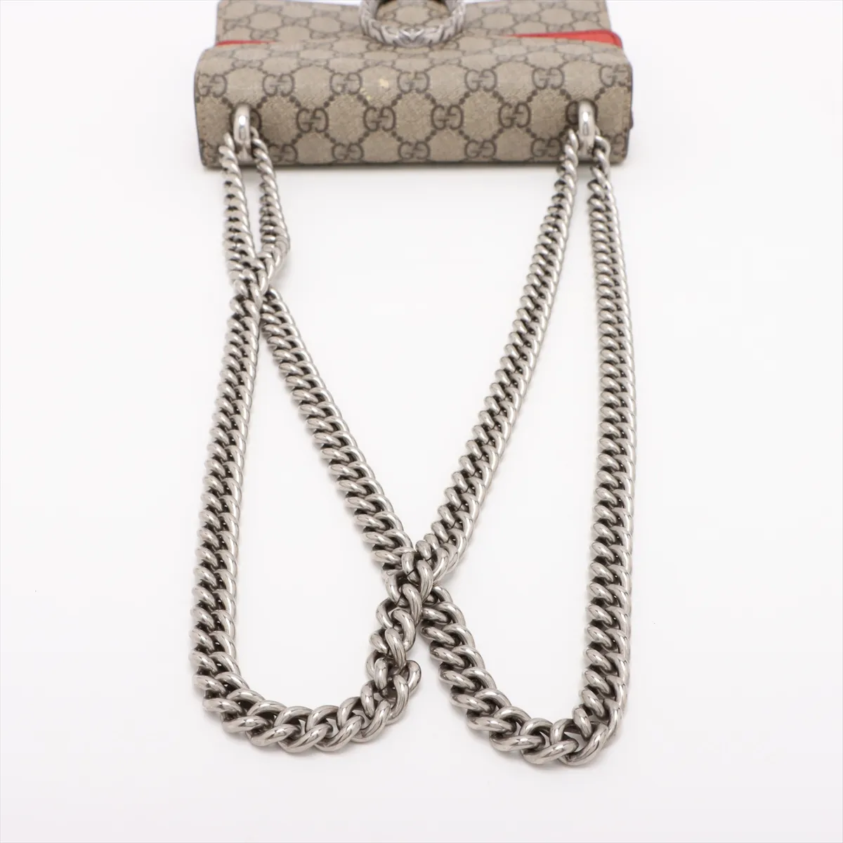 GG Supreme Dionysus PVC x Suede Chain Shoulder Bag Beige x Red 421970 — view 5