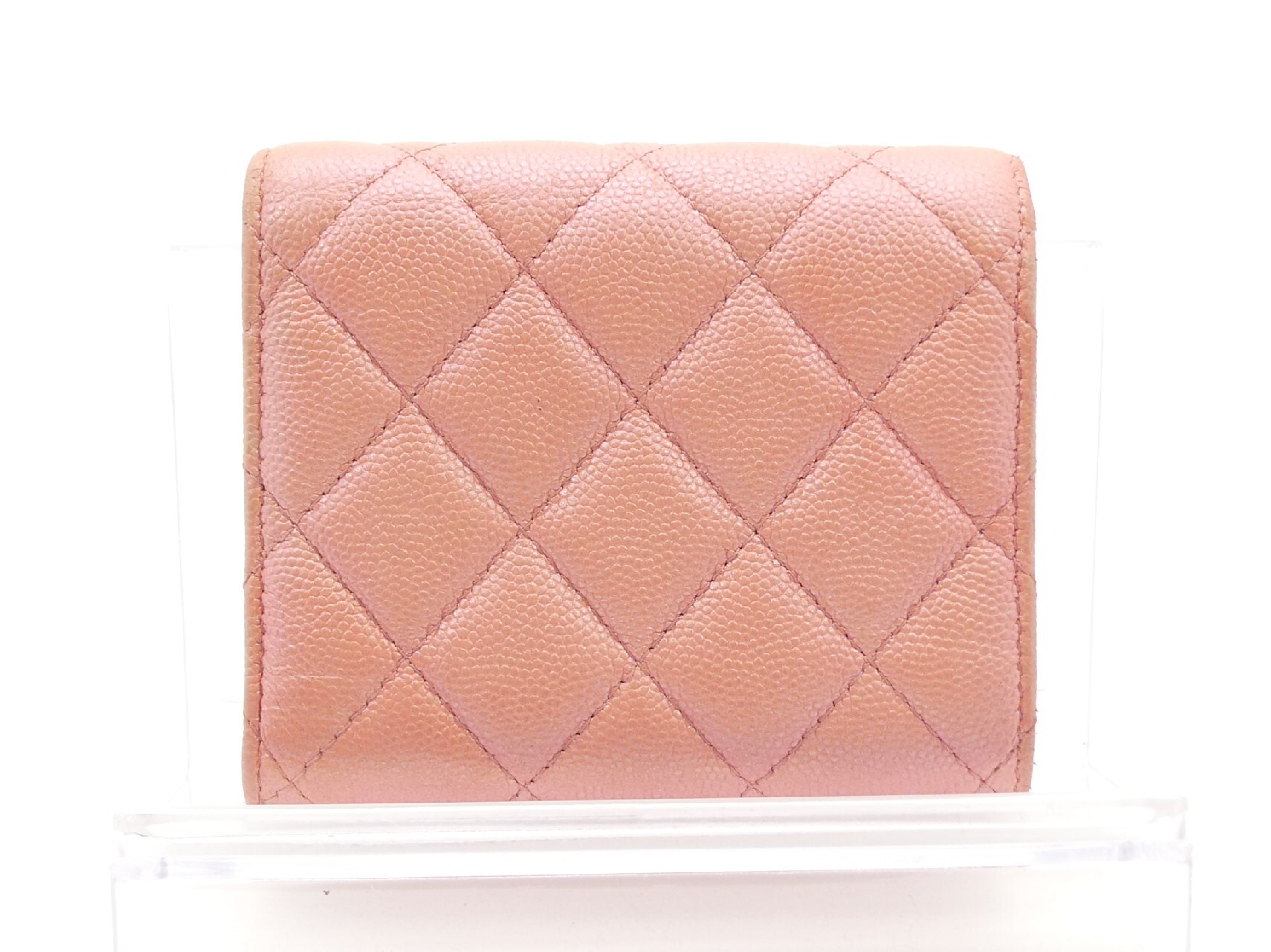 Matelassé Coco Mark Caviar Skin Tri-fold Wallet — view 2