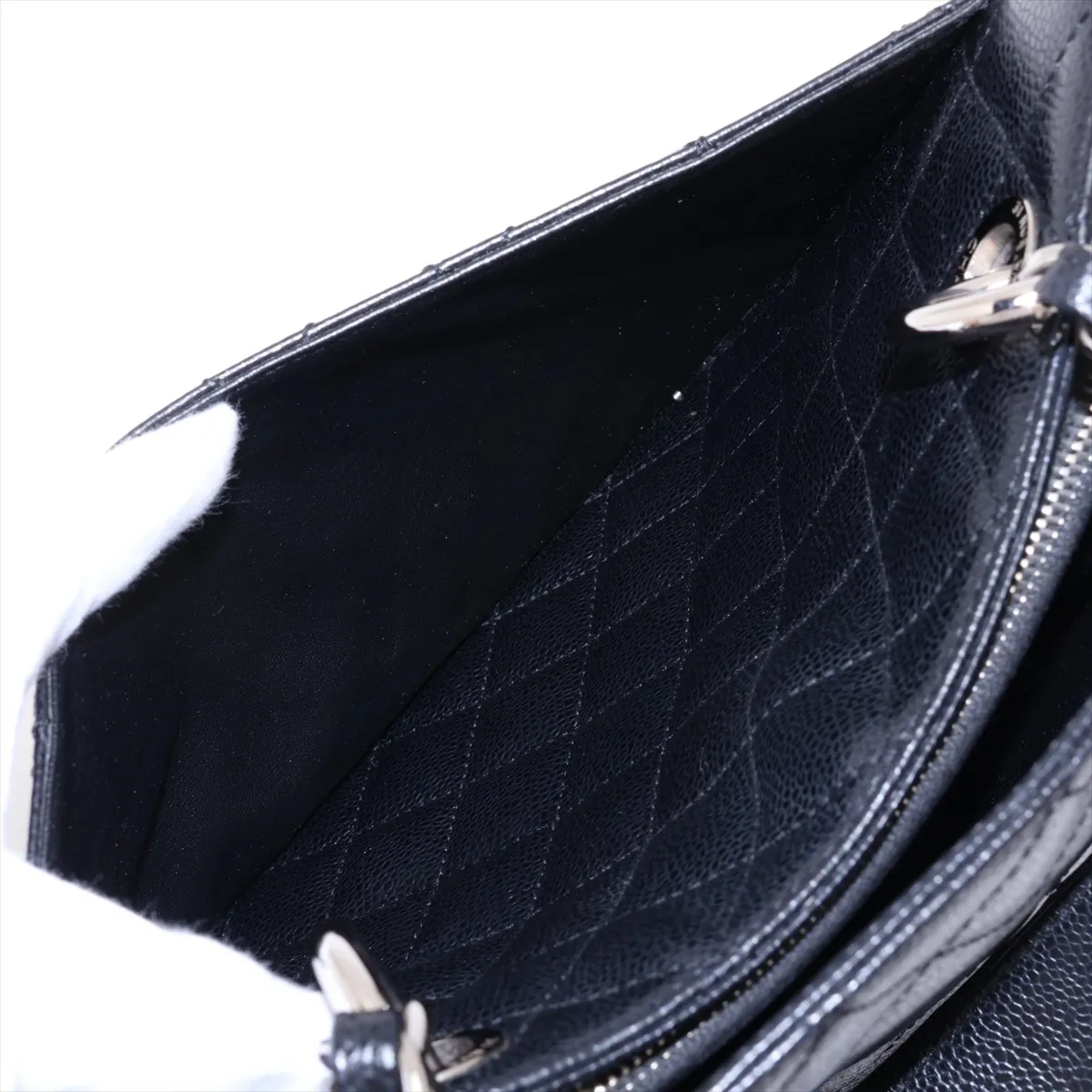 GST Caviar Skin Tote Bag, Silver, Silver Hardware, 18317858, Serial Number 18-series, A50995 — view 12
