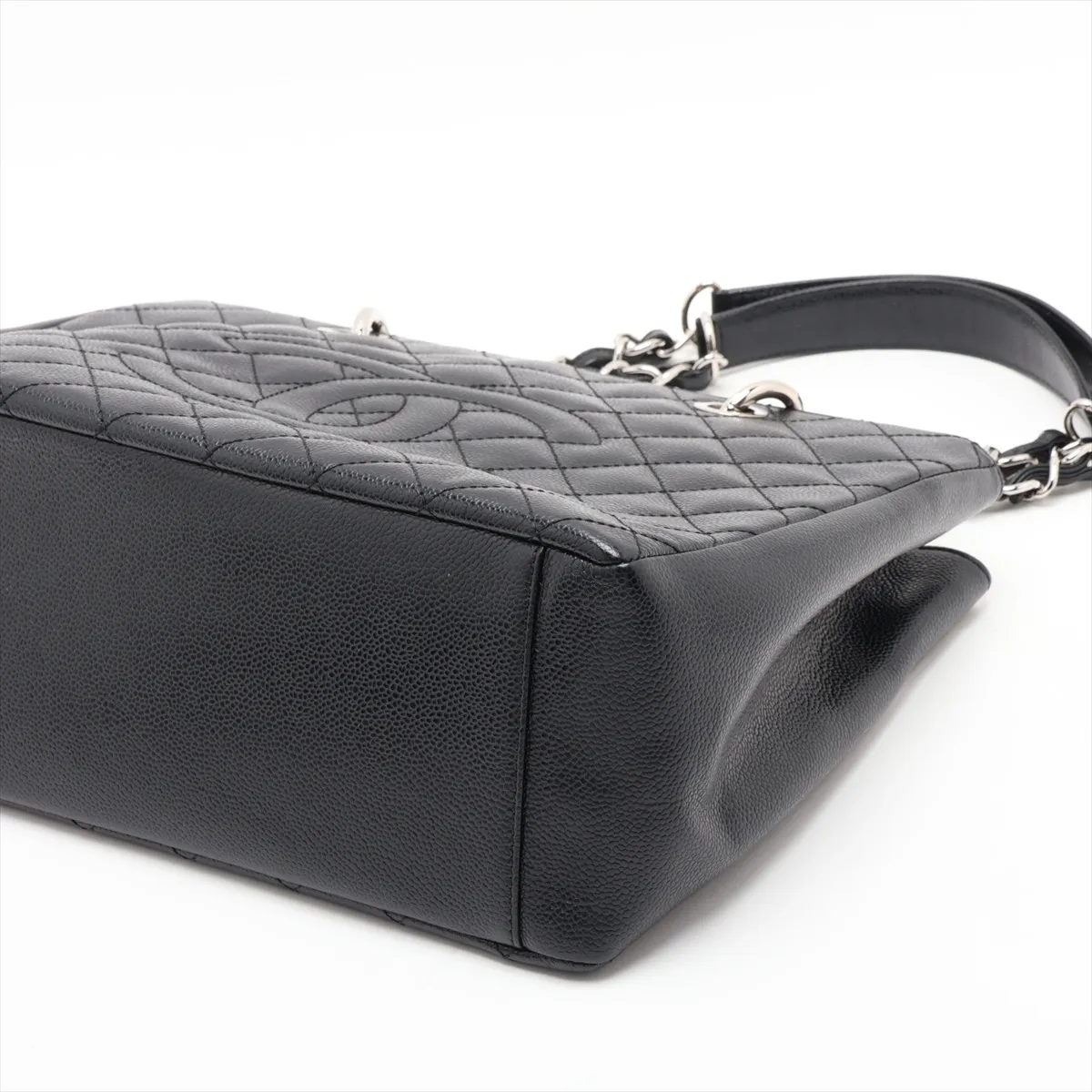 GST Caviar Skin Tote Bag, Silver, Silver Hardware, 18317858, Serial Number 18-series, A50995 — view 3