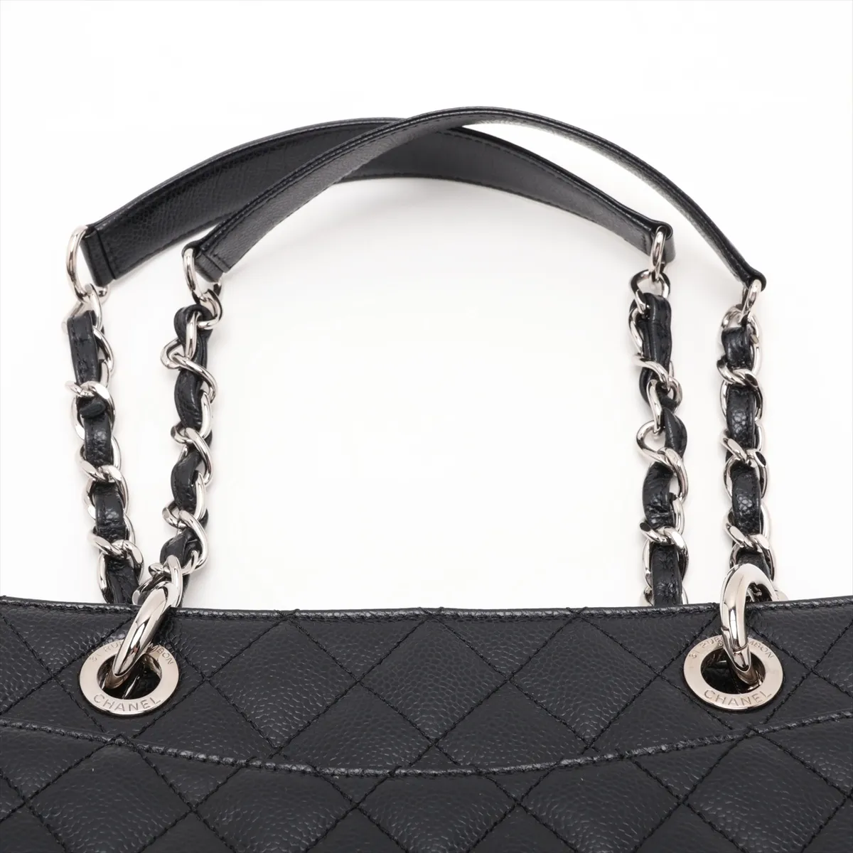 GST Caviar Skin Tote Bag, Silver, Silver Hardware, 18317858, Serial Number 18-series, A50995 — view 6