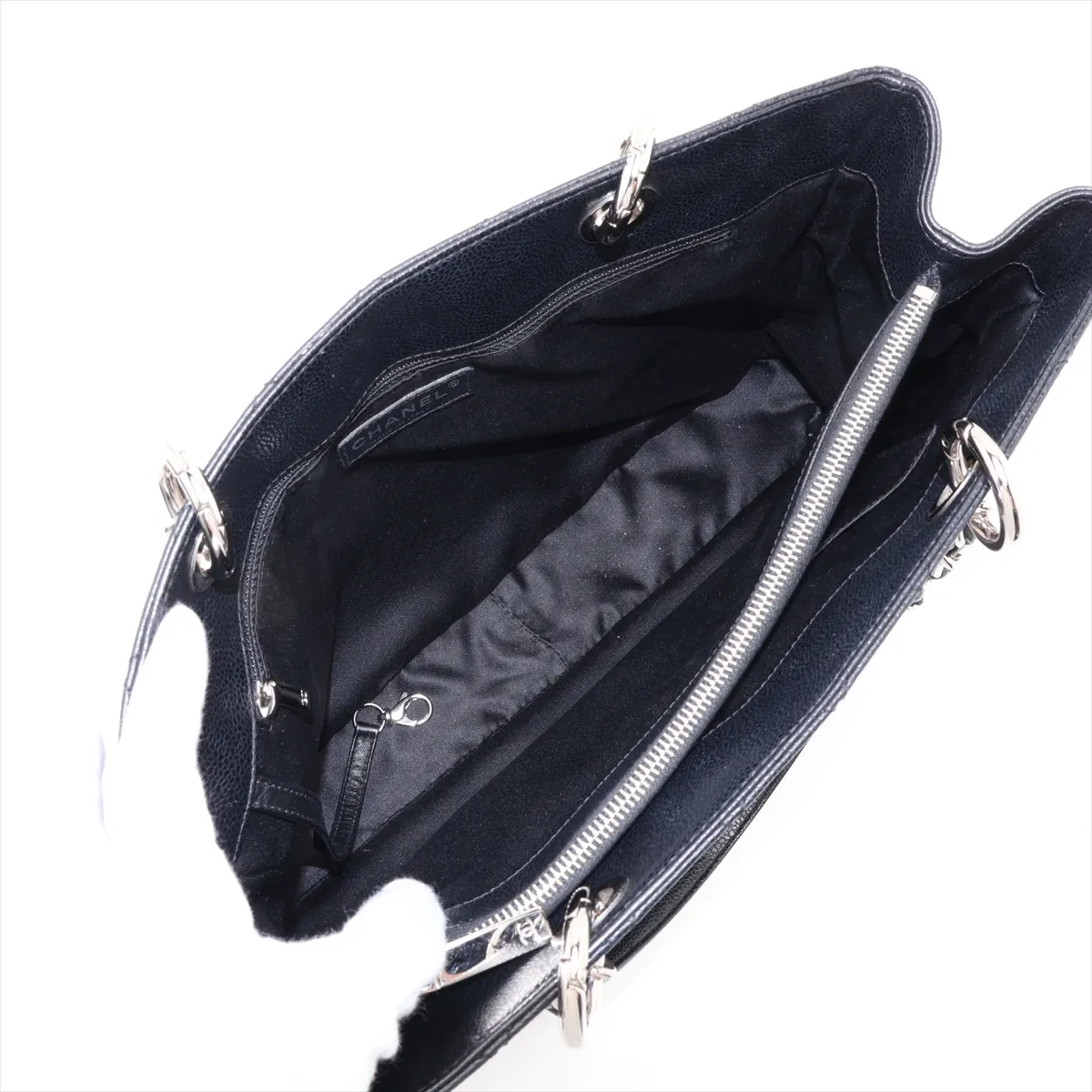 GST Caviar Skin Tote Bag, Silver, Silver Hardware, 18317858, Serial Number 18-series, A50995 — view 7
