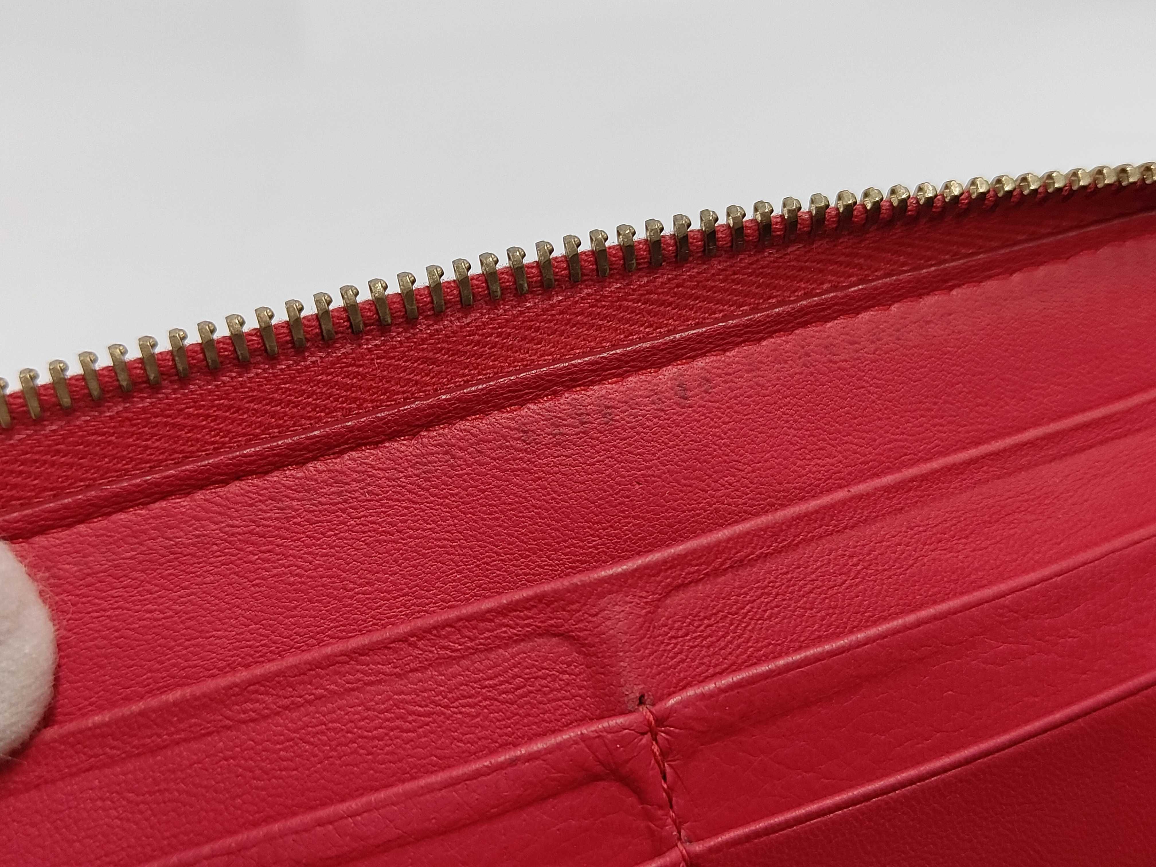 Intrecciato Long Wallet, Round Leather, Red — view 12