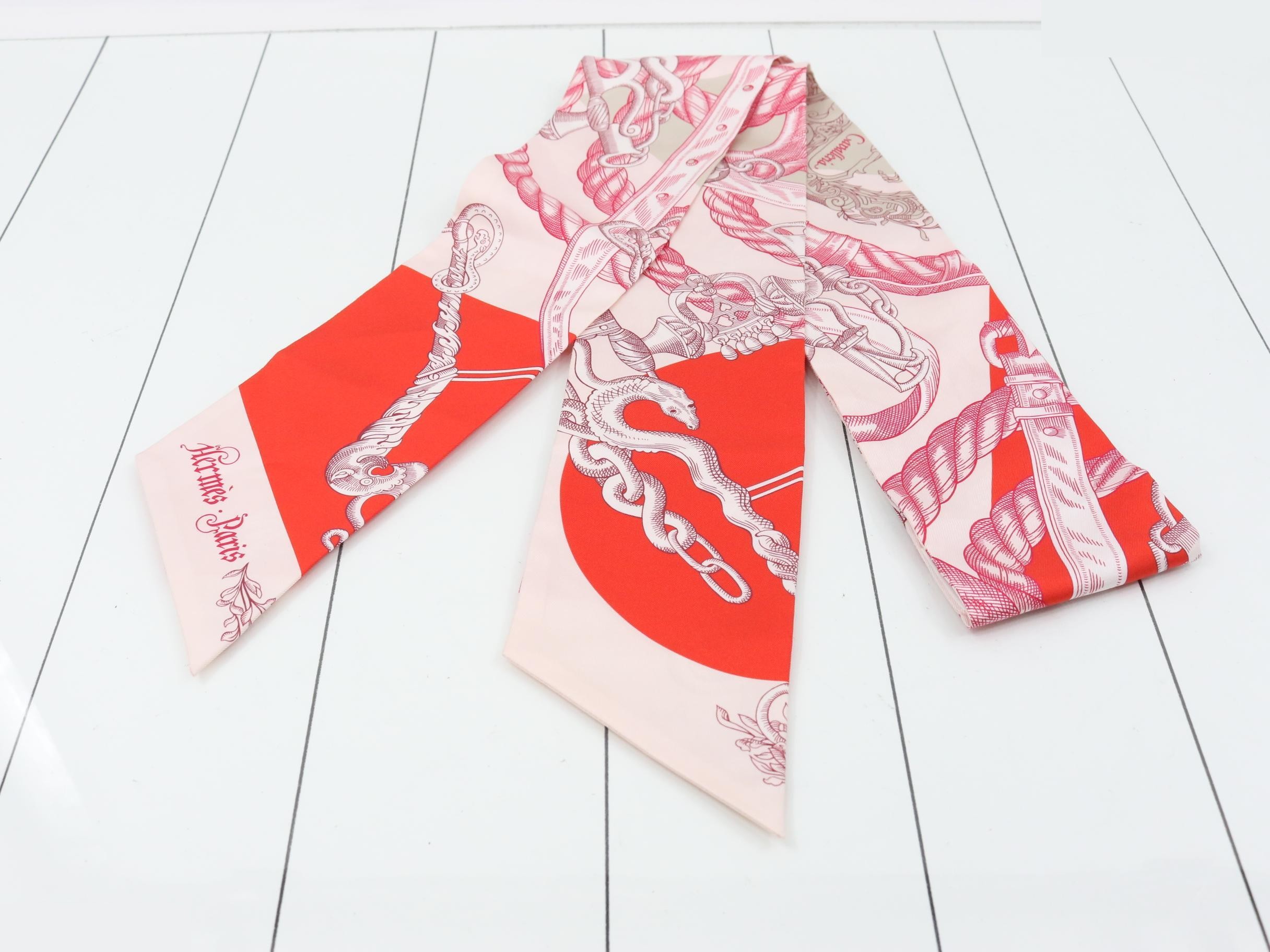 Maxi Twilly Slim Della Cavalleria Red Pink Silk — view 2