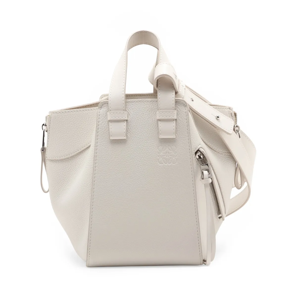 Hammock Compact Leather 2-Way Handbag, White