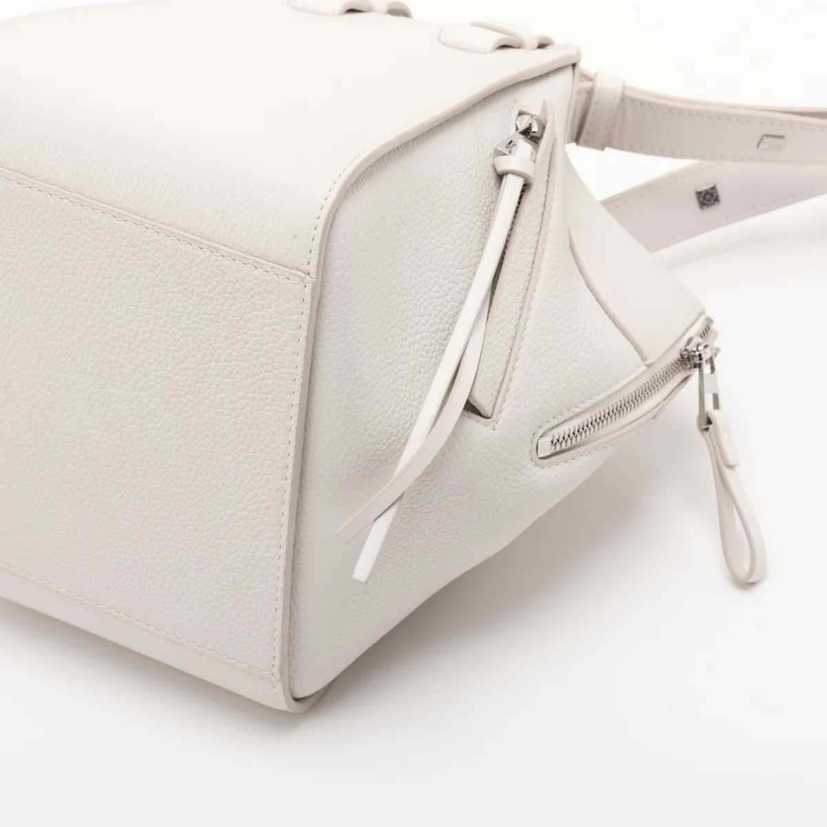 Hammock Compact Leather 2-Way Handbag, White — view 3