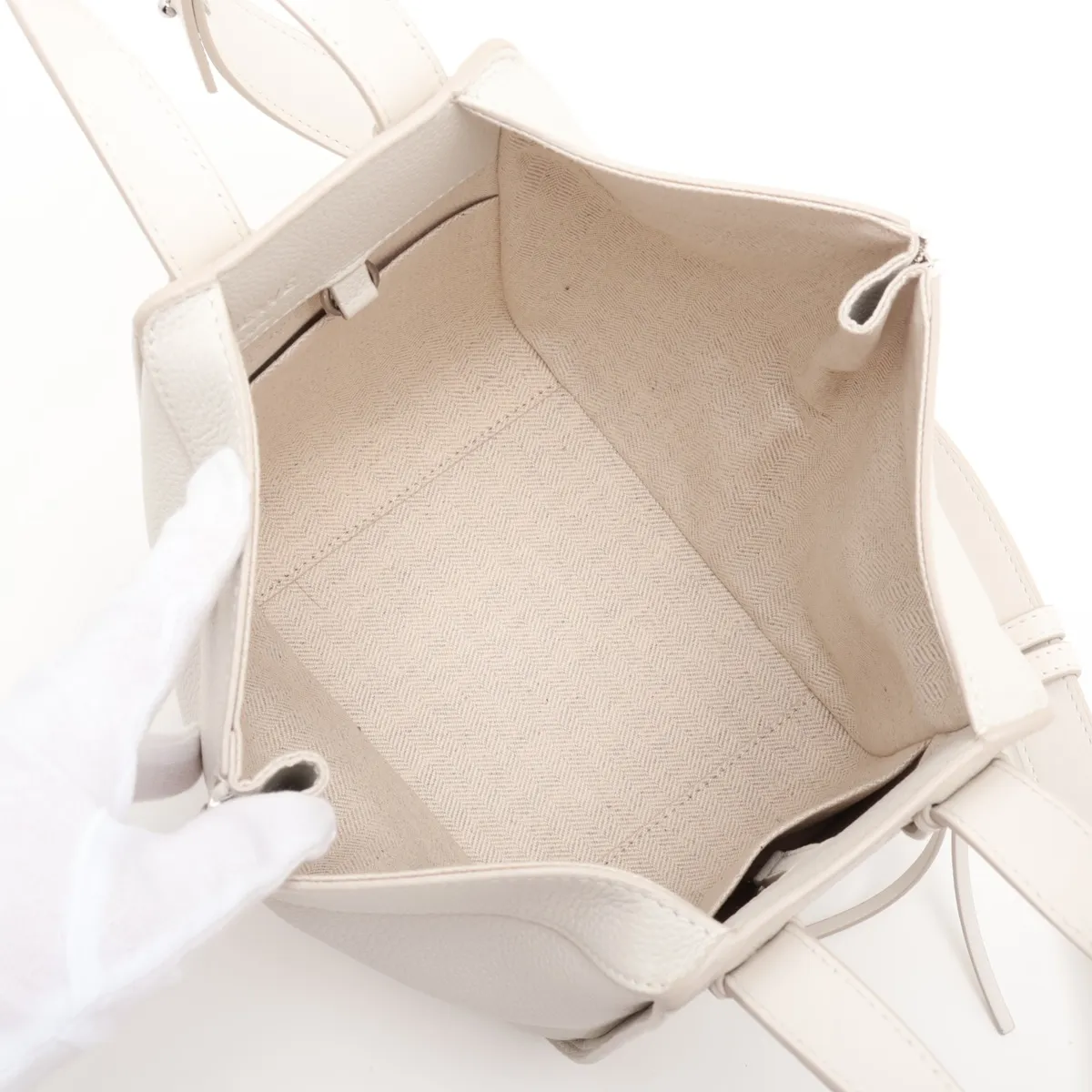 Hammock Compact Leather 2-Way Handbag, White — view 8
