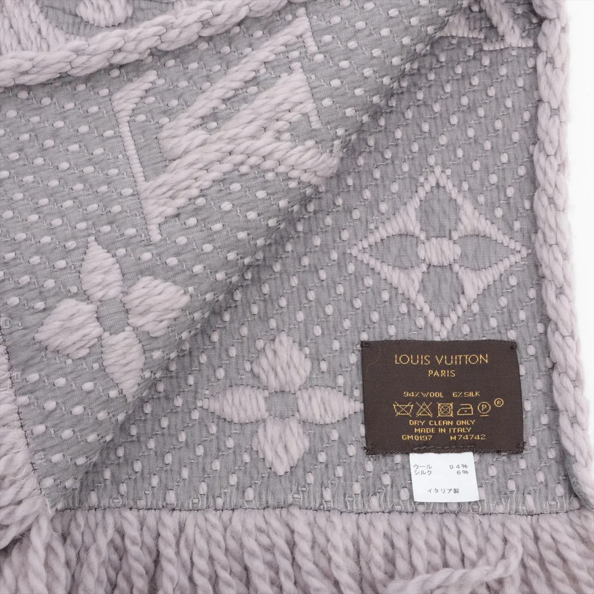 M74742 Echarpe Logomania GM0197 Scarf, Wool x Silk, Gris Perle, — view 2