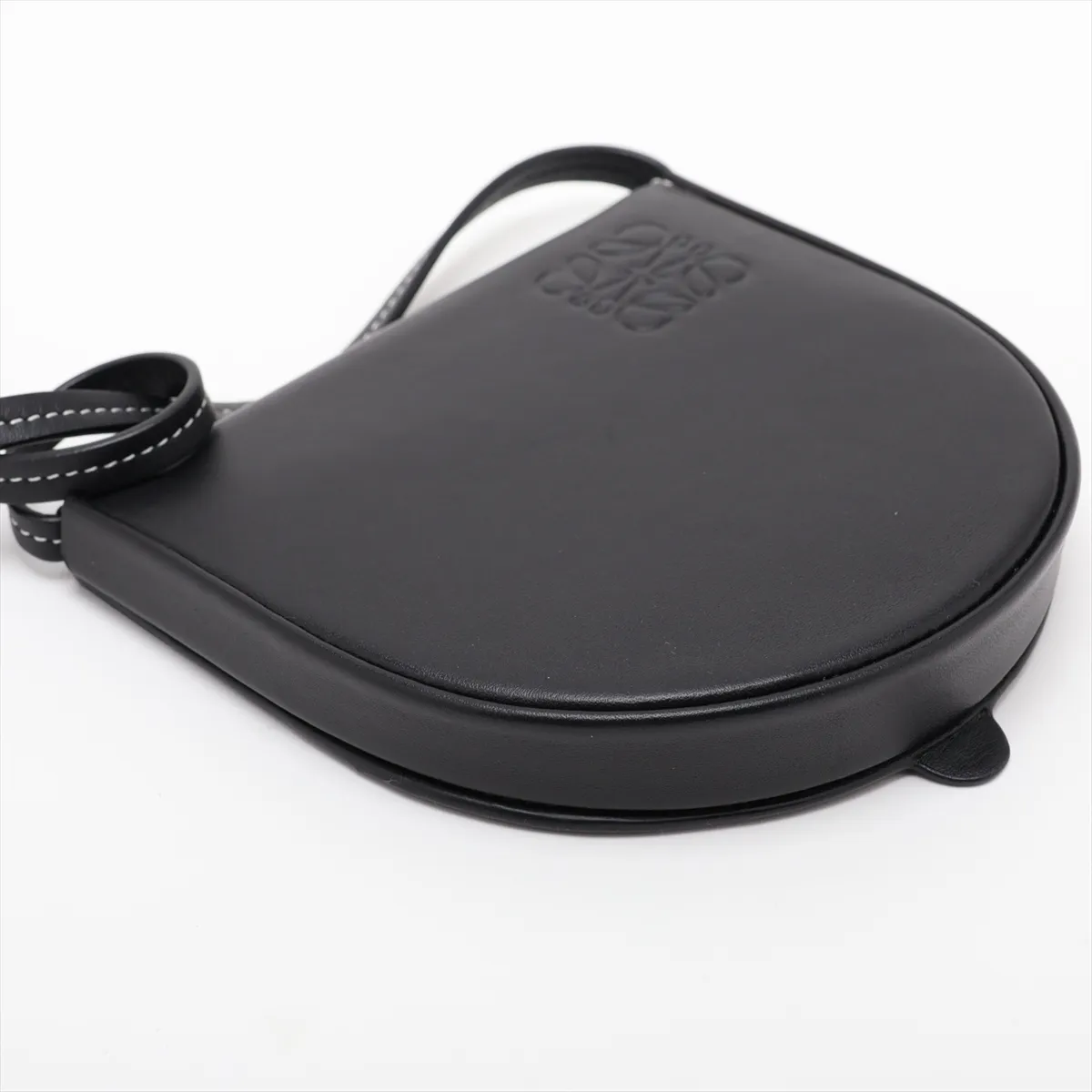 Heel Pouch Mini Leather Shoulder Bag, Black — view 4