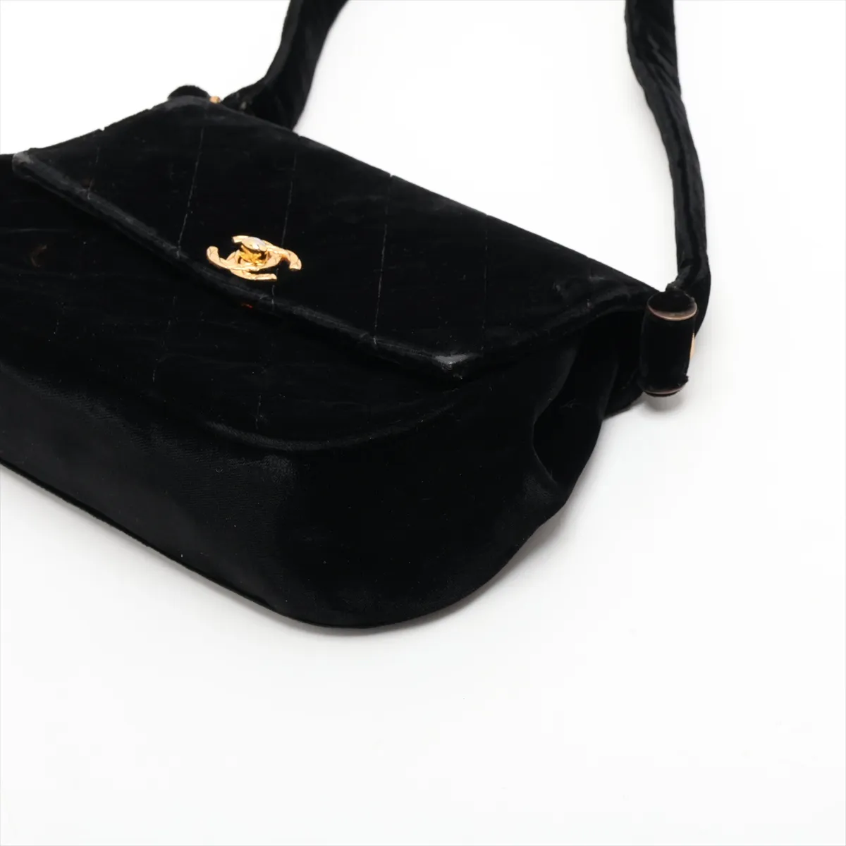 Matelassé Velour Handbag, Black with Gold Hardware, Item No. 2999250 (Serial Number 2) — view 3