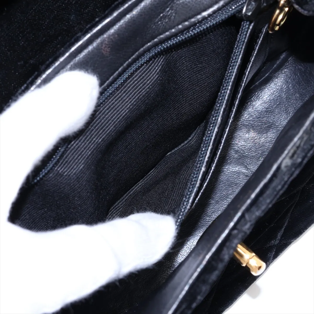 Matelassé Velour Handbag, Black with Gold Hardware, Item No. 2999250 (Serial Number 2) — view 8