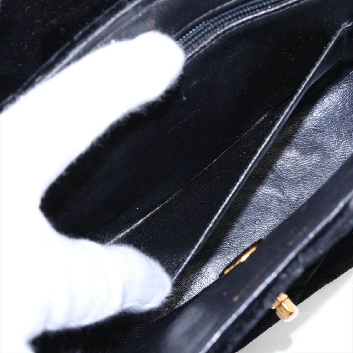Matelassé Velour Handbag, Black with Gold Hardware, Item No. 2999250 (Serial Number 2) — view 9