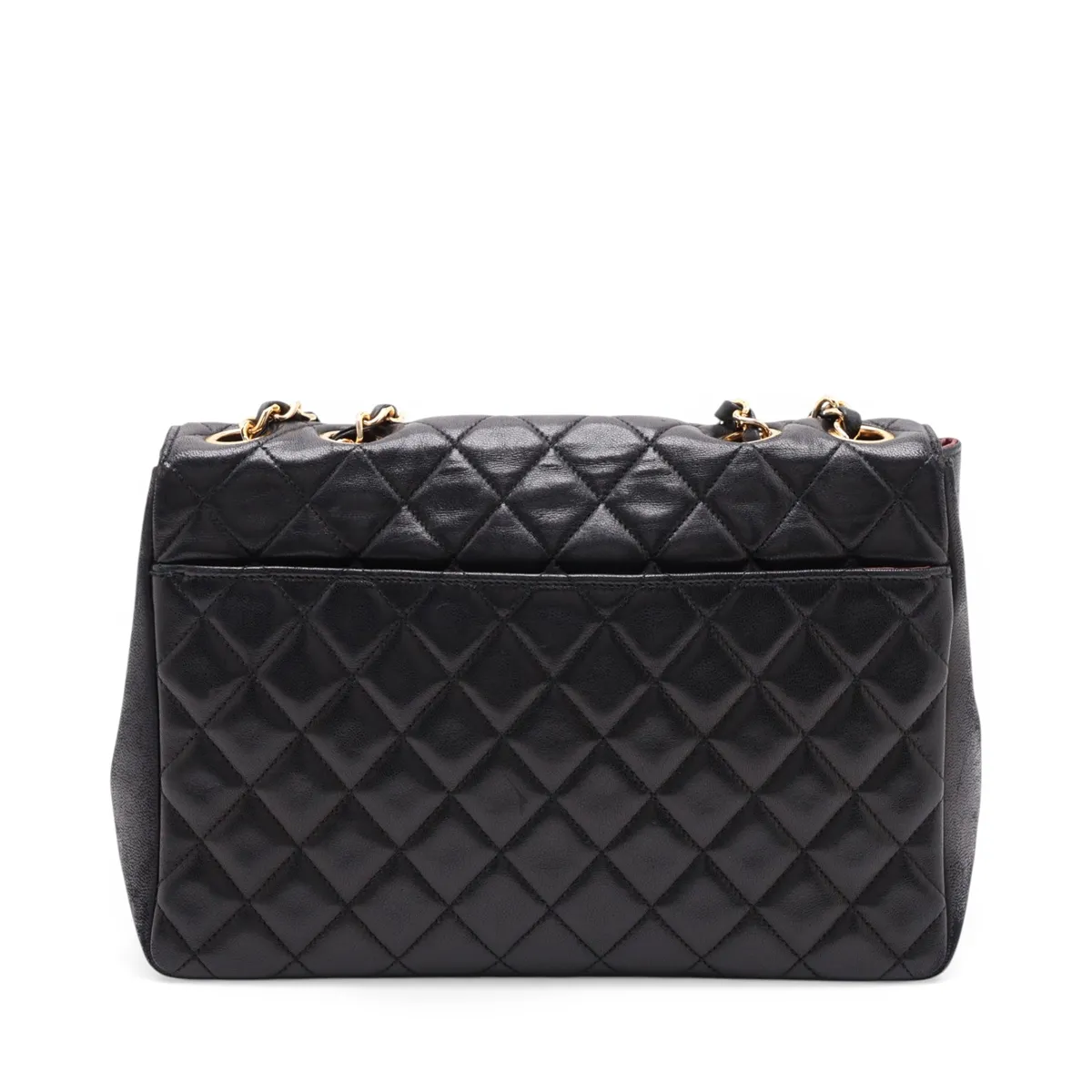Matelassé Lambskin Single Flap Double Chain Bag, Black with Gold Hardware, 0410338 (Serial Number in the 0s) — view 2