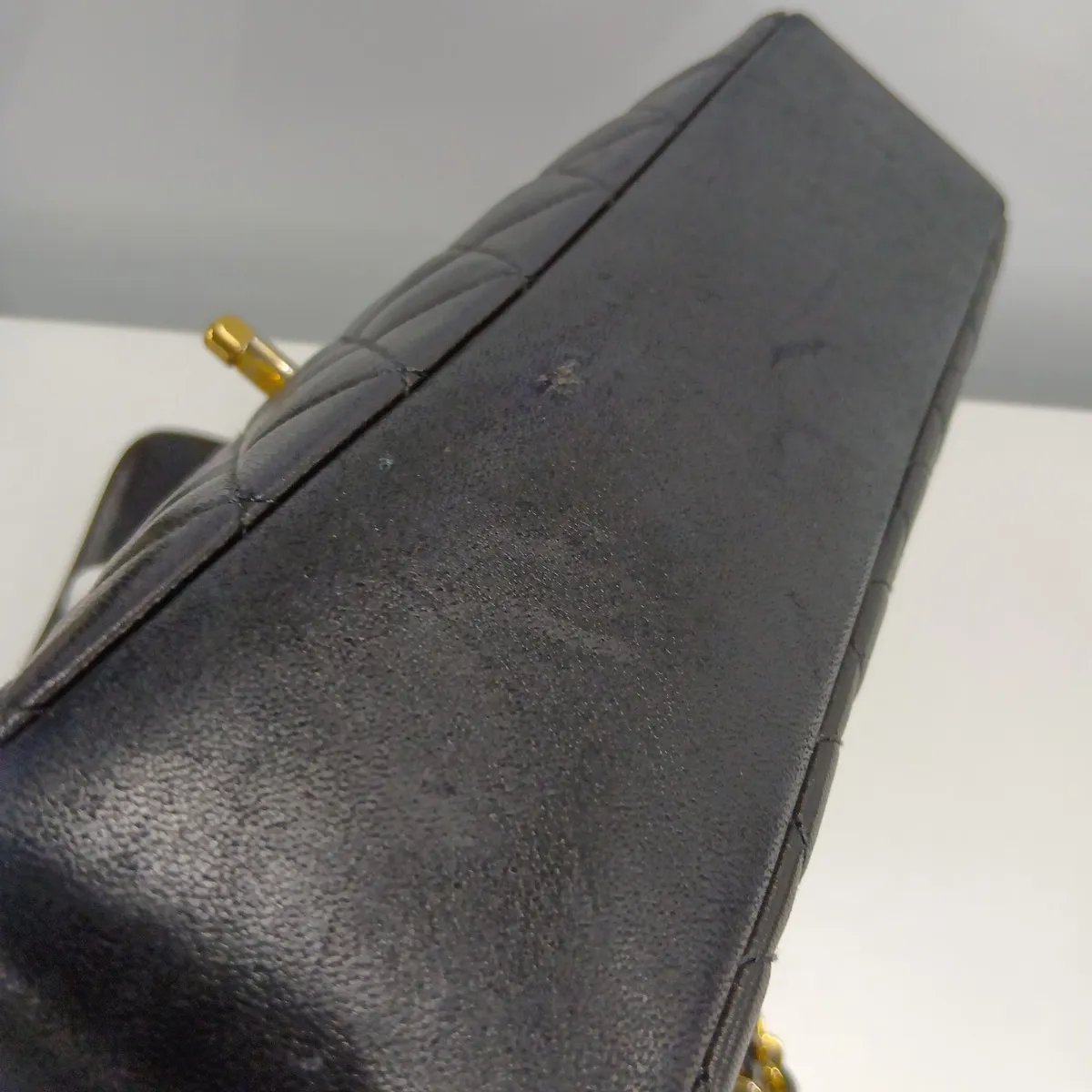 Matelassé Lambskin Single Flap Double Chain Bag, Black with Gold Hardware, 0410338 (Serial Number in the 0s) — view 14