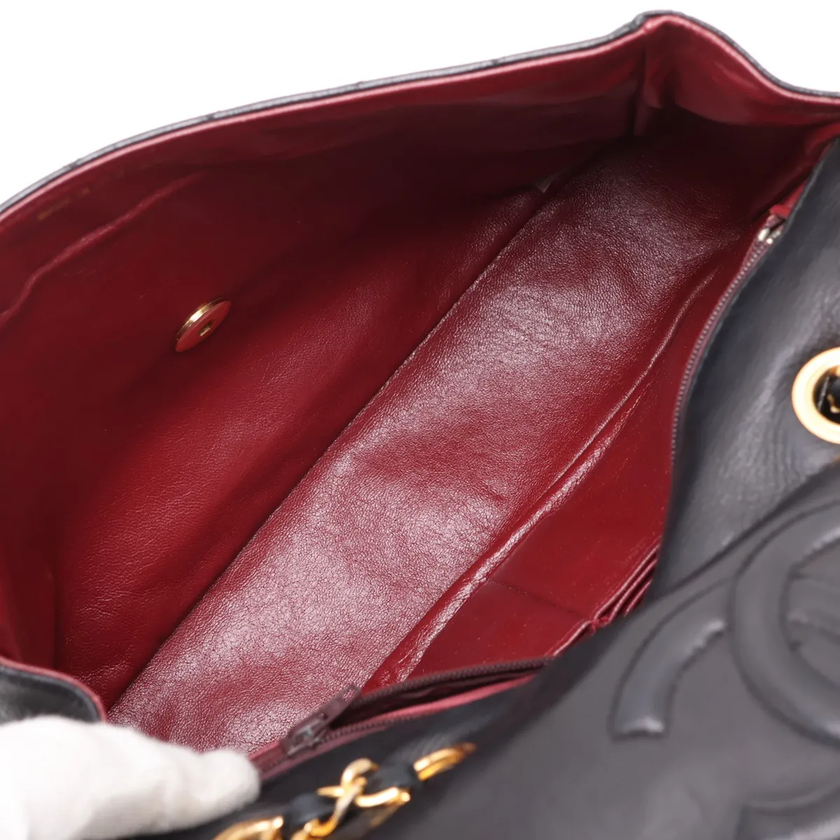 Matelassé Lambskin Single Flap Double Chain Bag, Black with Gold Hardware, 0410338 (Serial Number in the 0s) — view 6