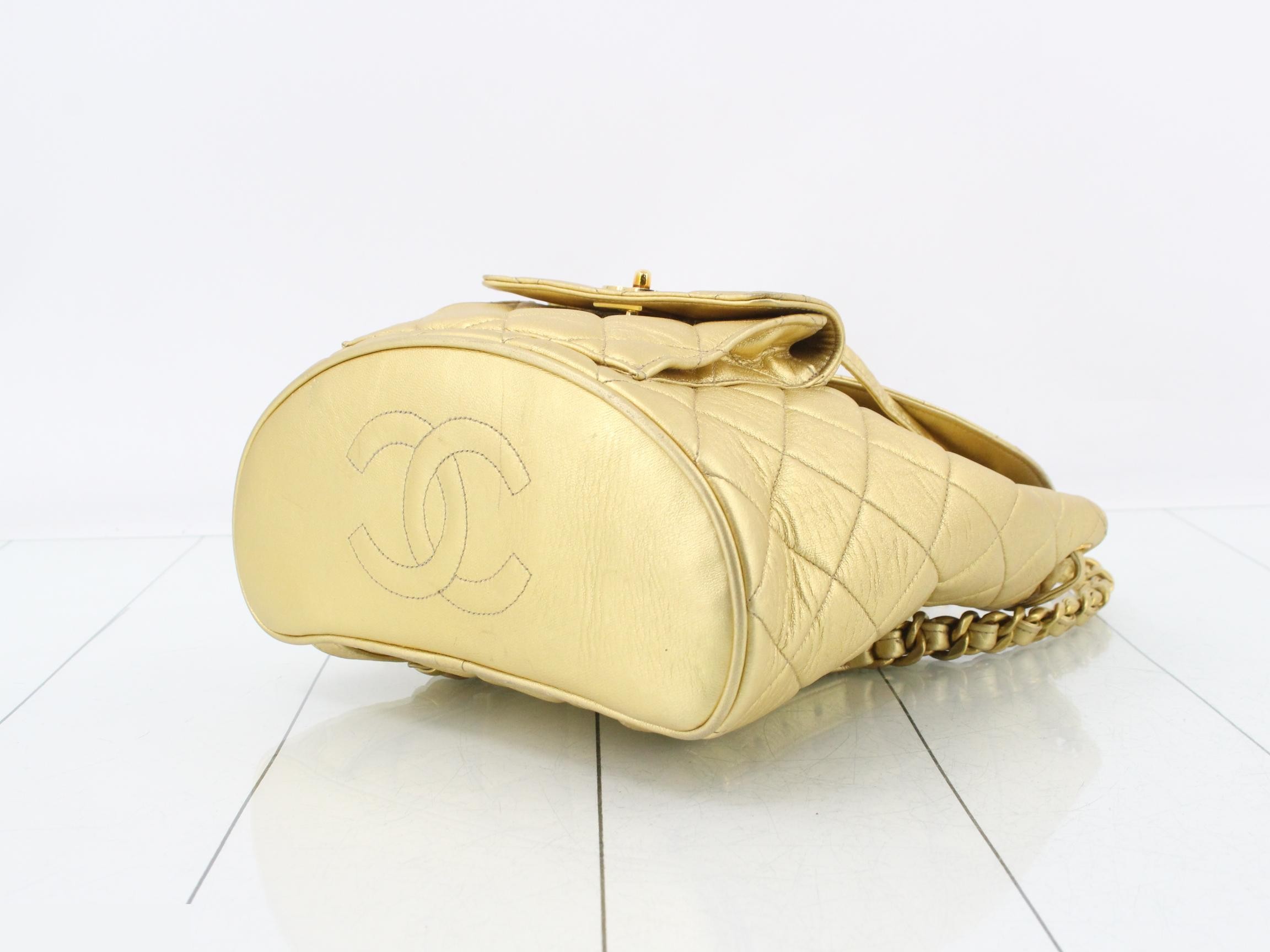 Matelassé Chain Backpack, Lambskin, Gold, Series 2, Includes Card and Seal — view 6