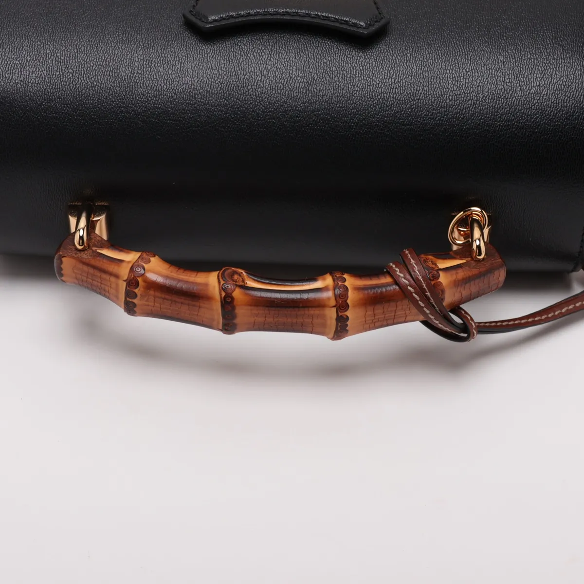 Padlock Rattan x Leather 2-Way Handbag Black x Beige 648962 — view 5
