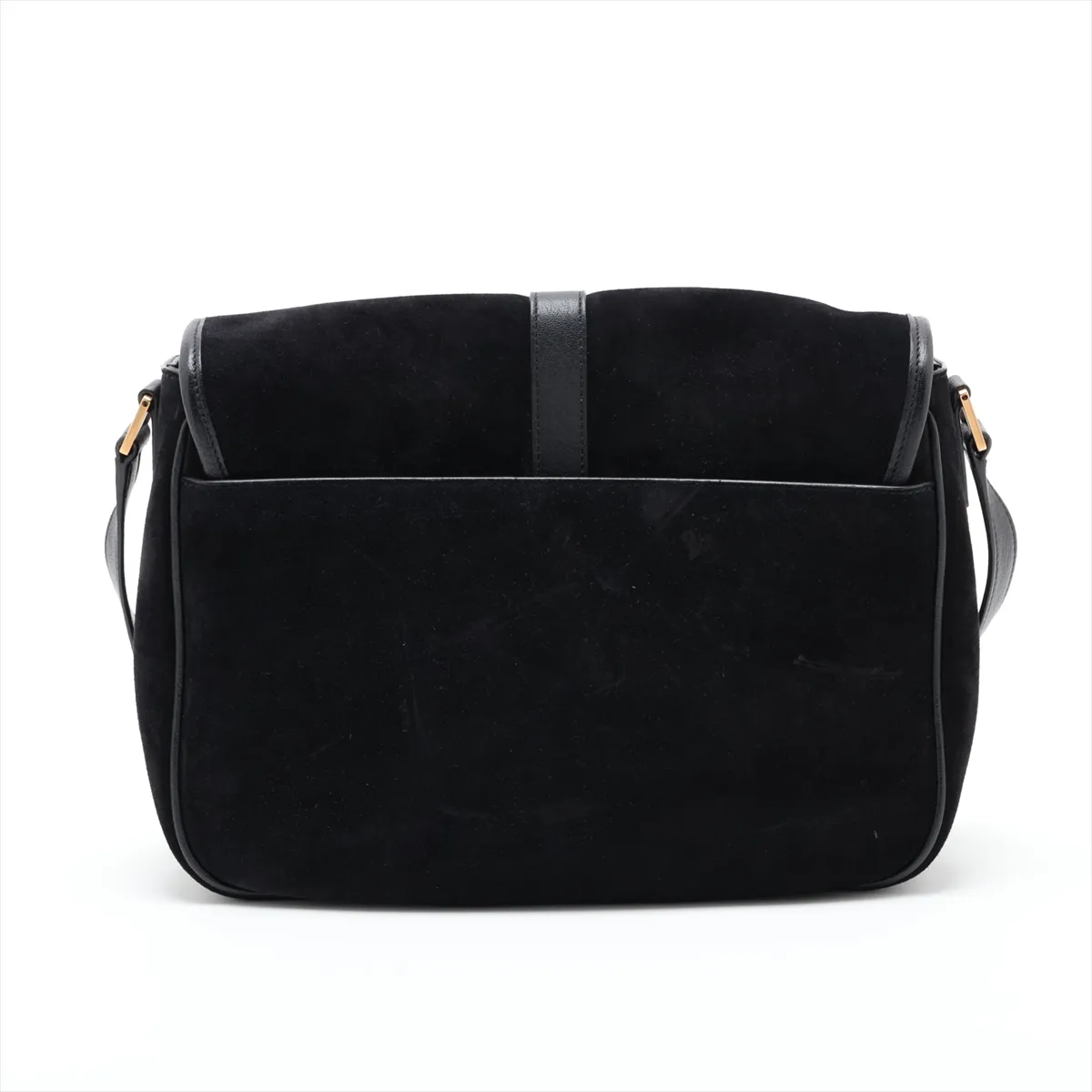 Suede and Leather Shoulder Bag, Black, 634791 — view 2
