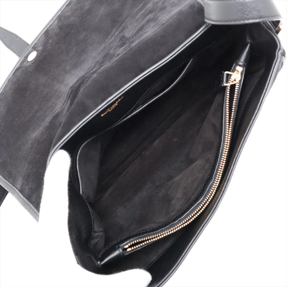 Suede and Leather Shoulder Bag, Black, 634791 — view 7