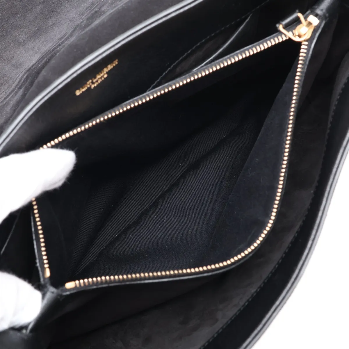 Suede and Leather Shoulder Bag, Black, 634791 — view 8