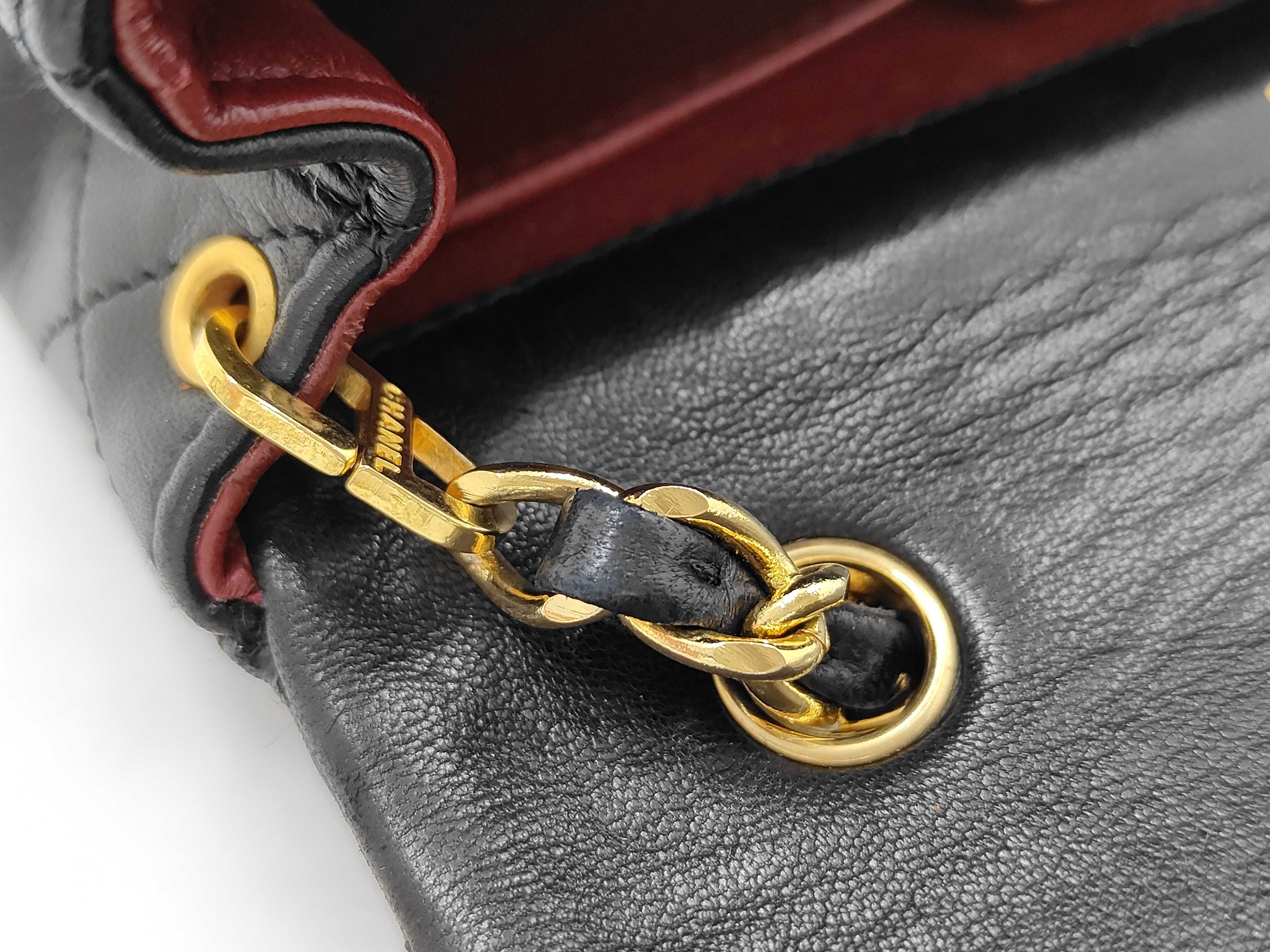 Lambskin Mini Matelassé Full Flap Black Chain Shoulder Bag (with seal) — view 7