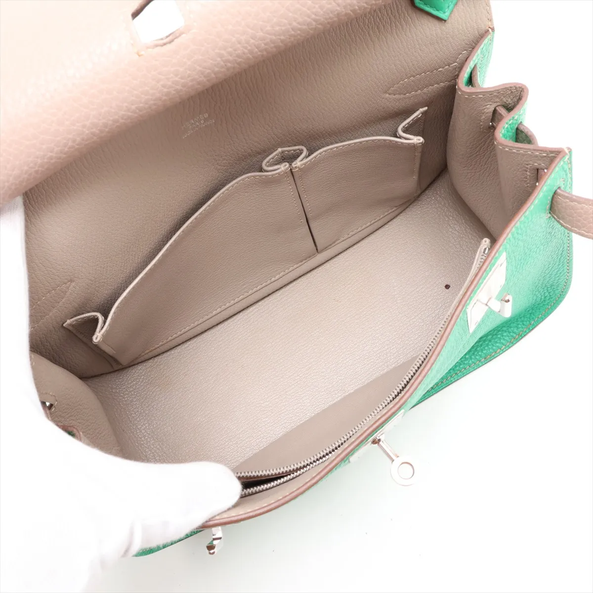 Jypsiere 28 Verso Taurillon Clemence Mint x Tourterelle Grey Silver Hardware P:2012 — view 6