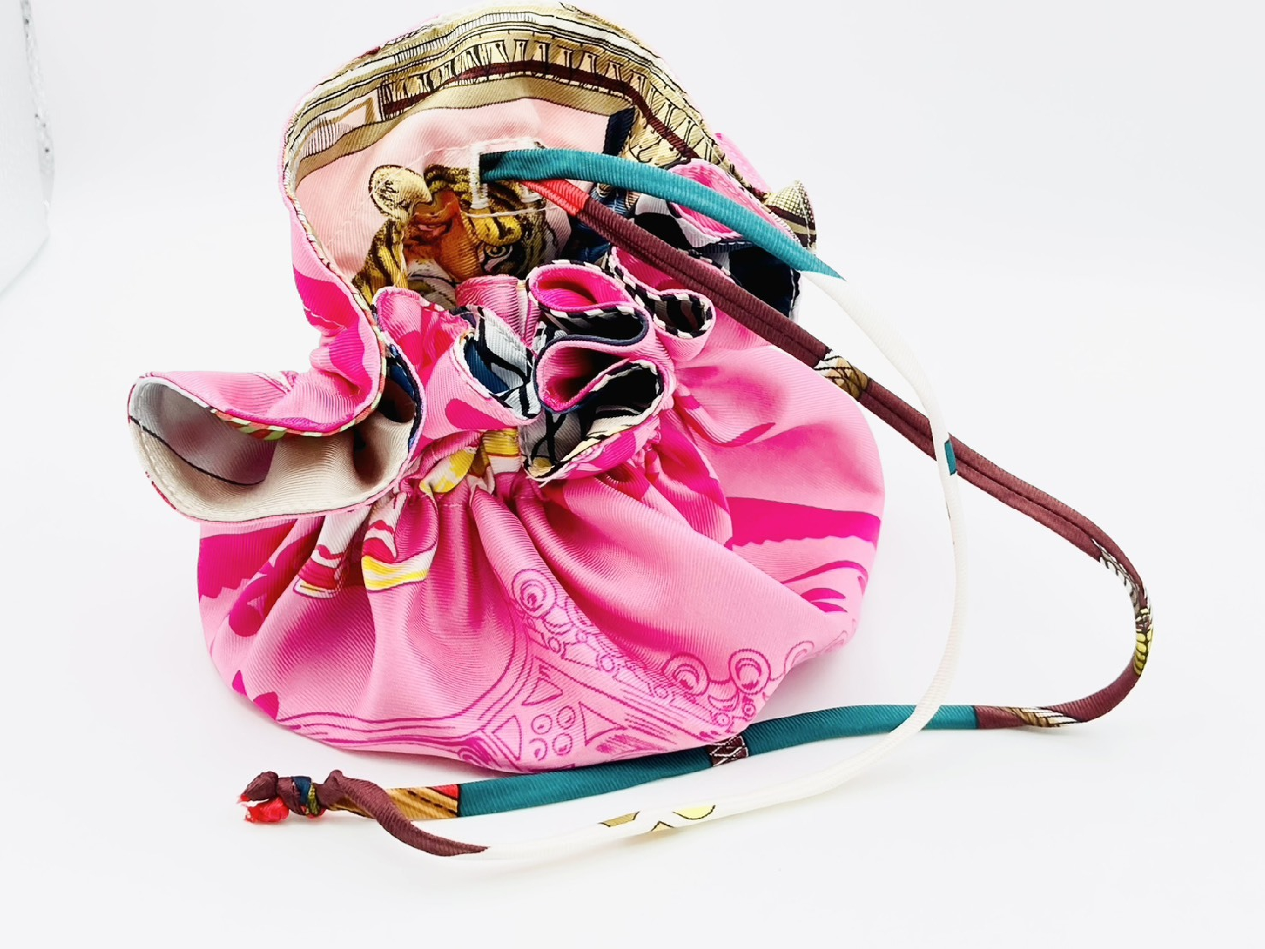 Animal Petit H Reversible Silk Drawstring Pouch Pink Pouch — view 2