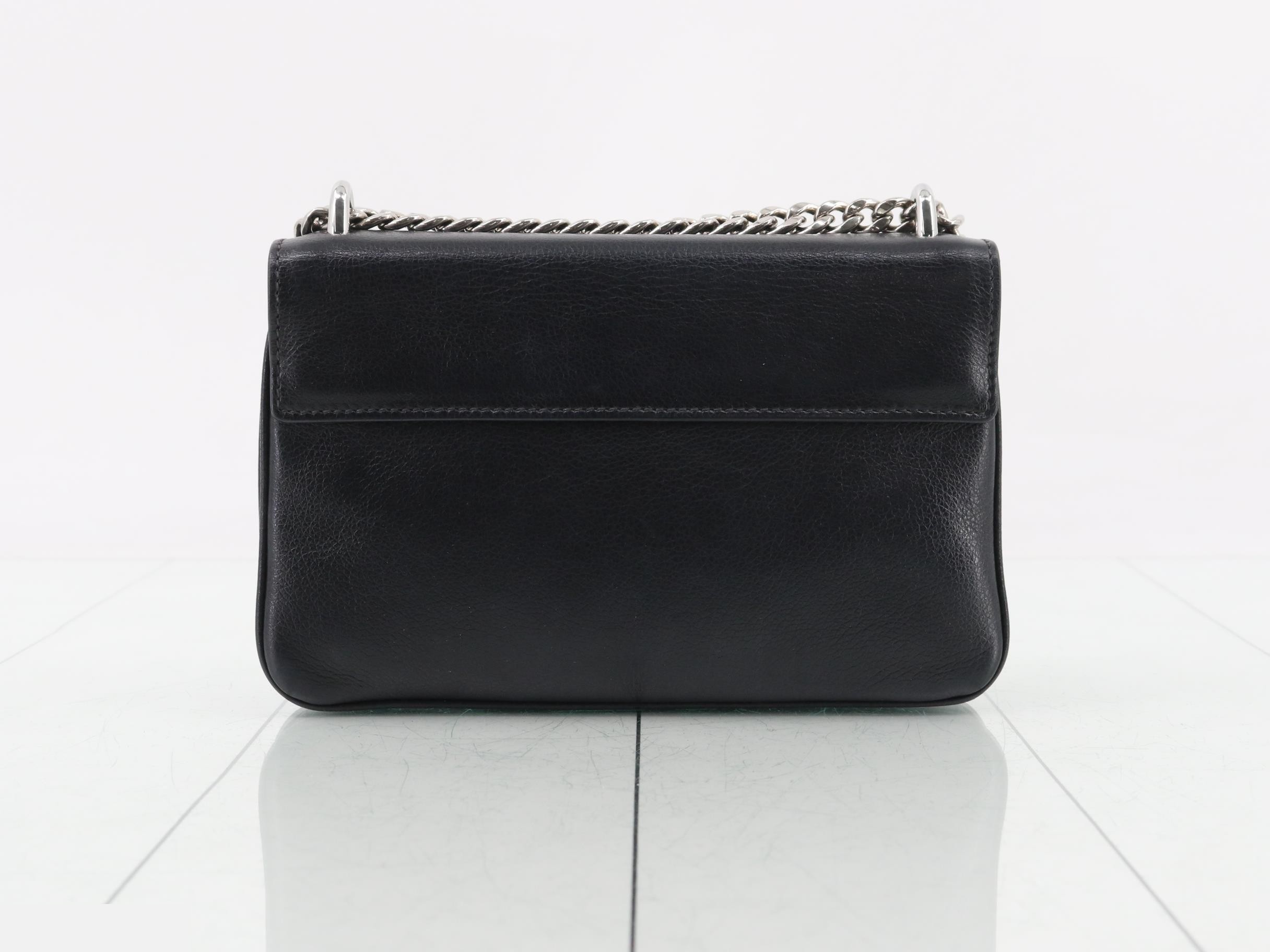 Other lines: Bags - Chain Shoulder Bag - Leather - Black — view 2