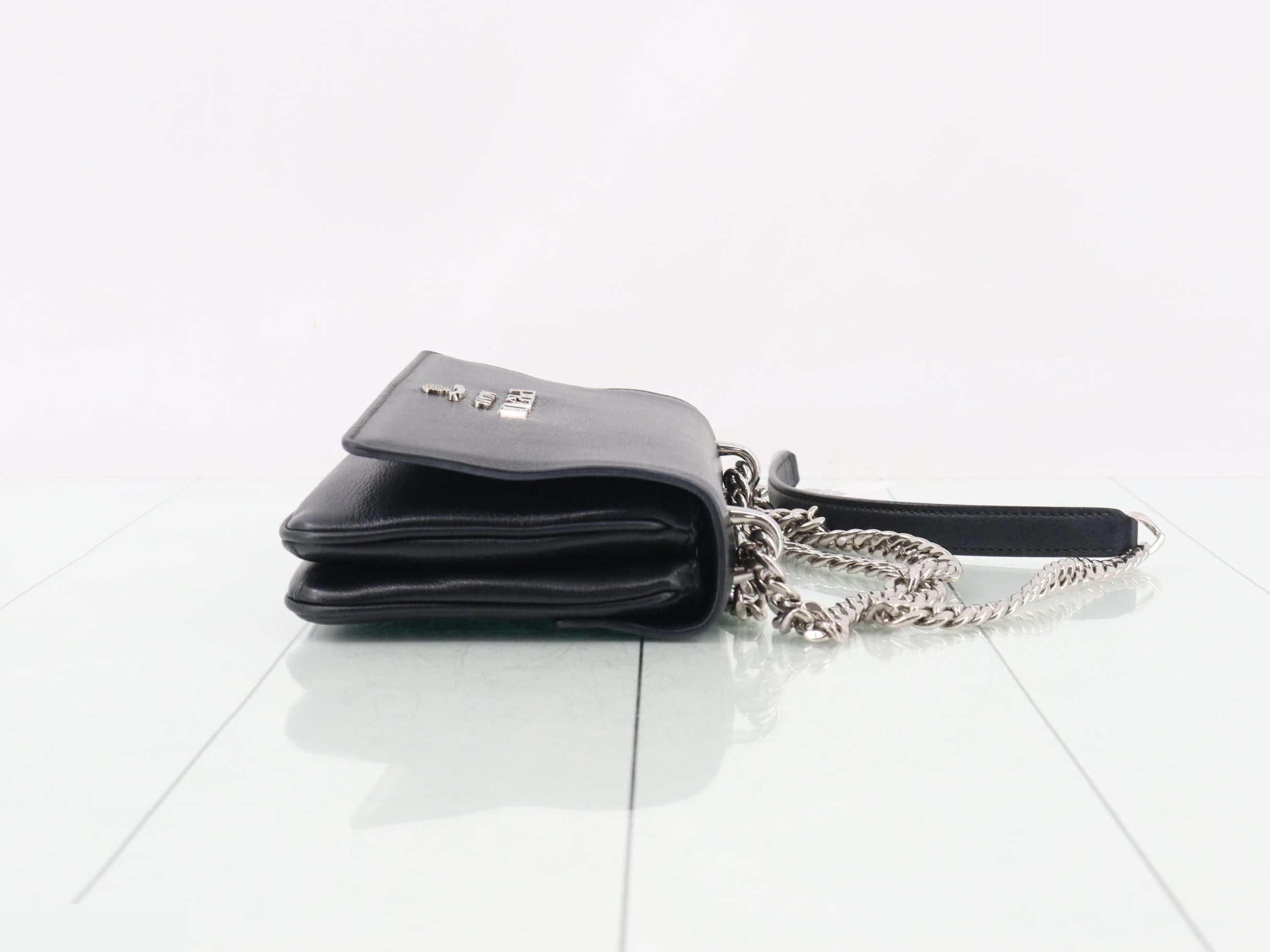 Other lines: Bags - Chain Shoulder Bag - Leather - Black — view 3