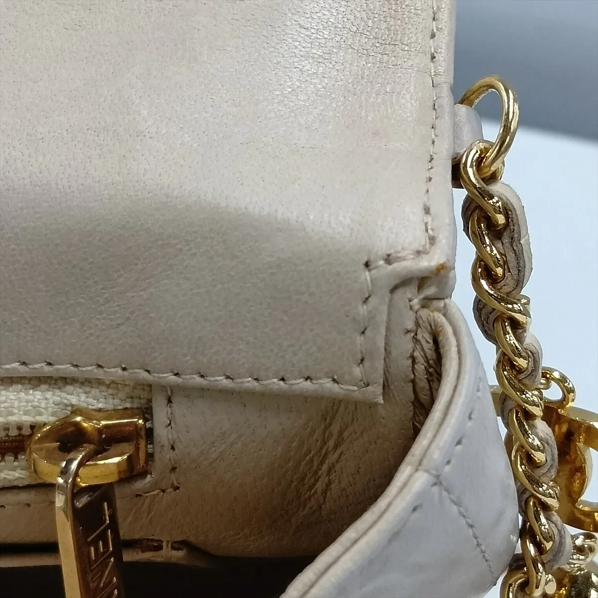 Chocolate Bar Lambskin Chain Shoulder Bag with Charm, Gray with Gold Hardware, Item Number 7552133 (Serial Number 7) — view 13