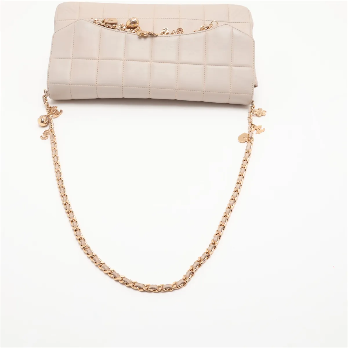 Chocolate Bar Lambskin Chain Shoulder Bag with Charm, Gray with Gold Hardware, Item Number 7552133 (Serial Number 7) — view 5