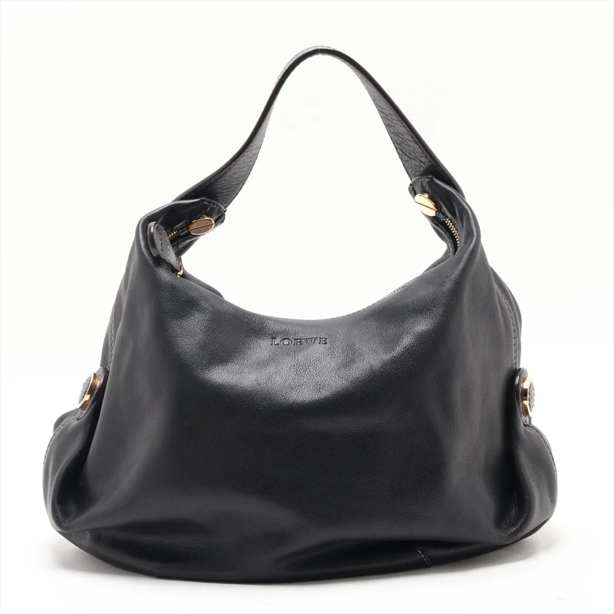 Leather Shoulder Bag, Black