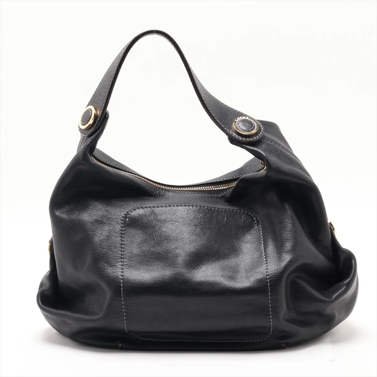 Leather Shoulder Bag, Black — view 2