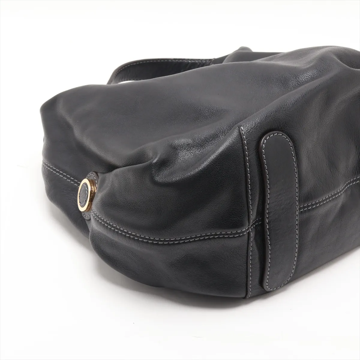 Leather Shoulder Bag, Black — view 4