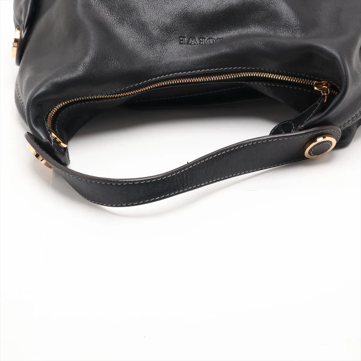 Leather Shoulder Bag, Black — view 5