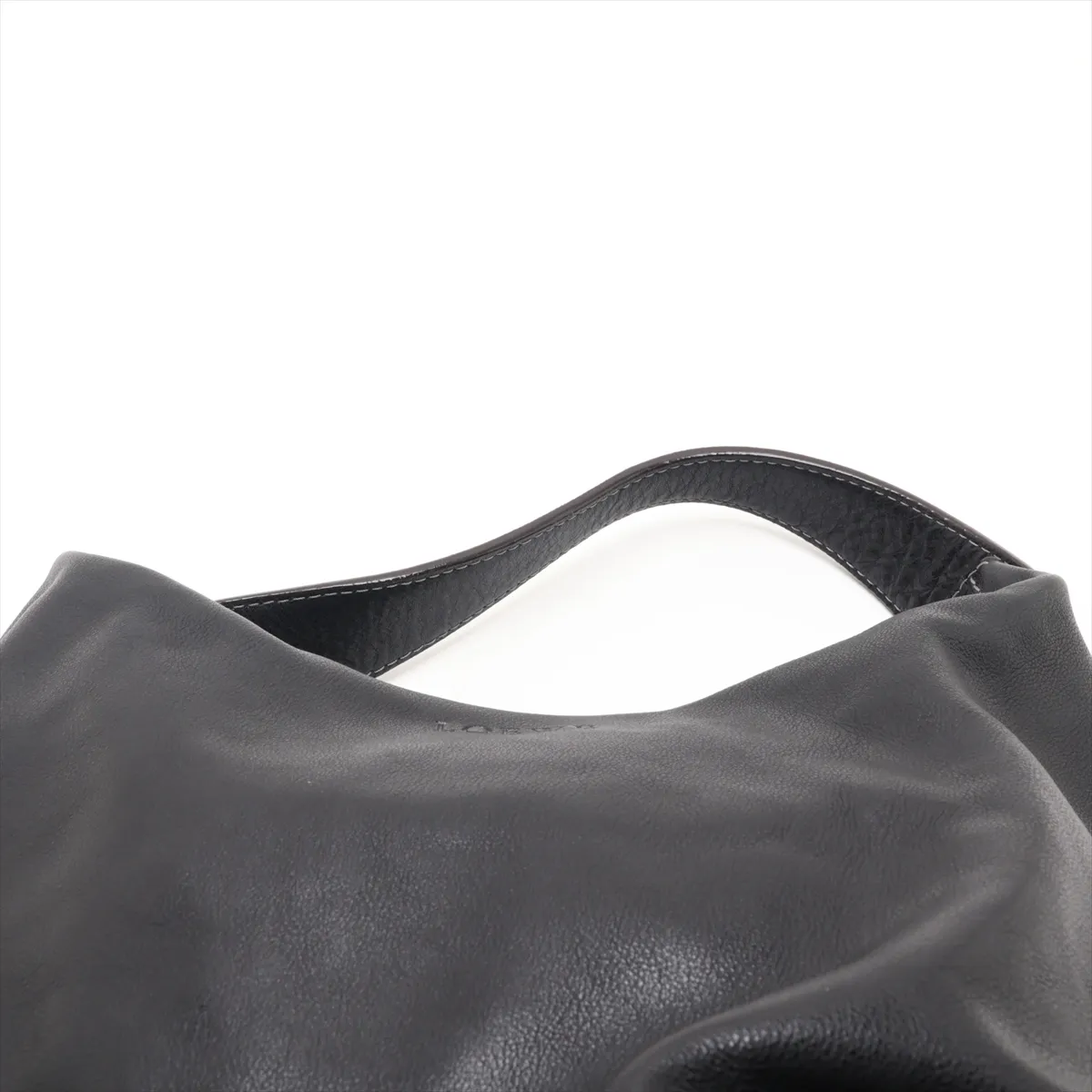 Leather Shoulder Bag, Black — view 6