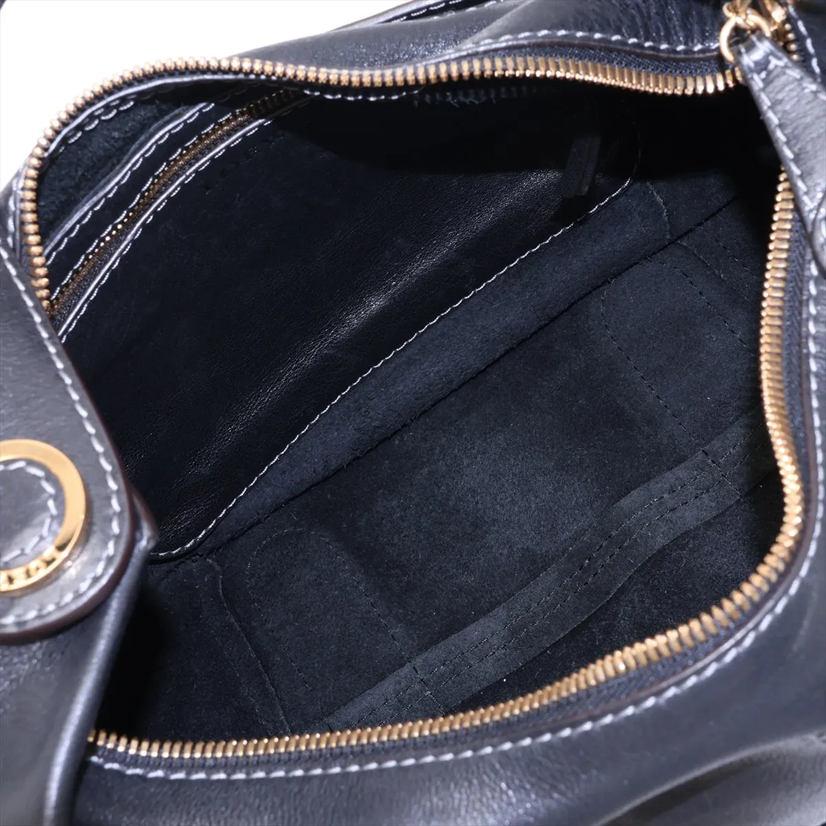 Leather Shoulder Bag, Black — view 7