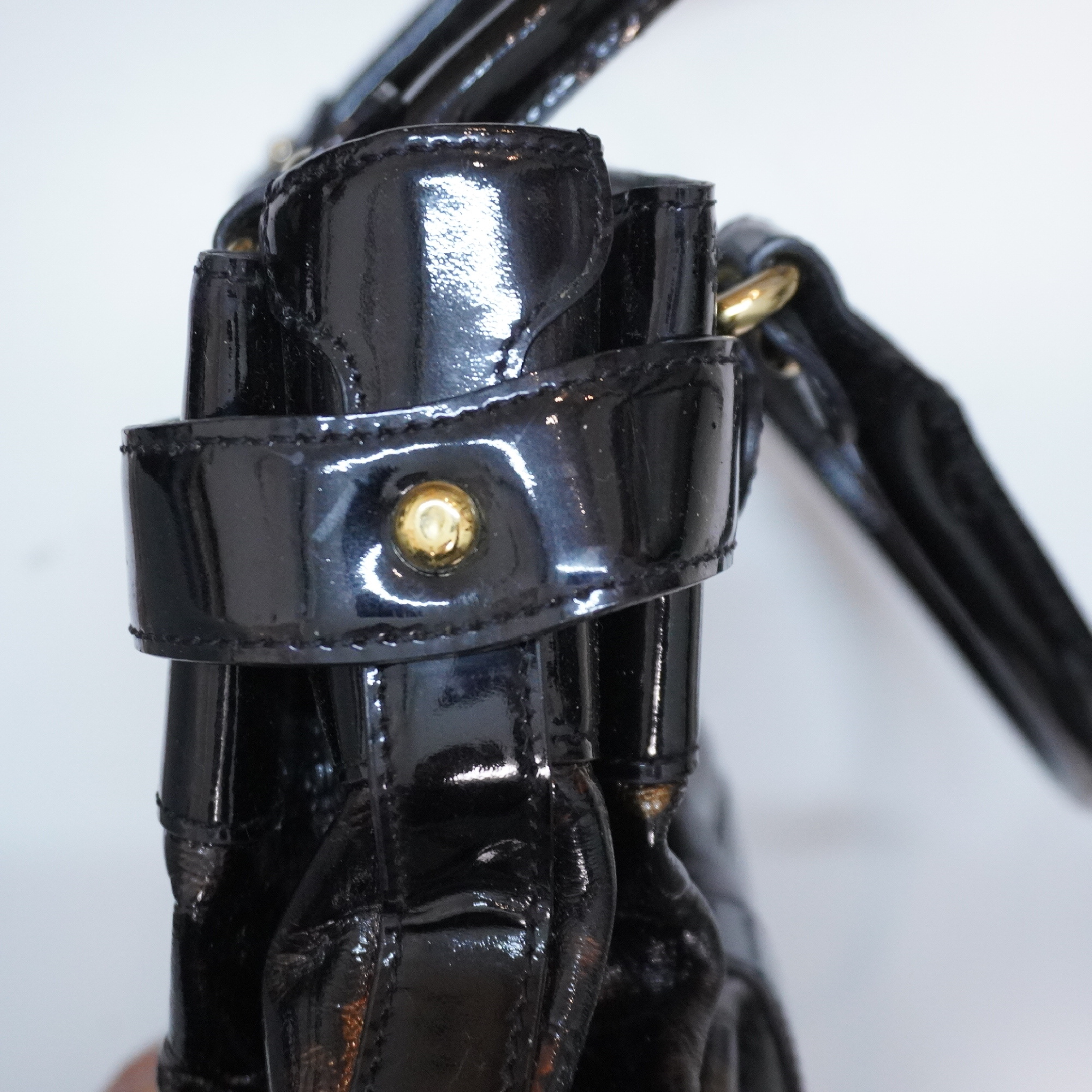 Enamel Handbag Black Gold Handbag — view 14