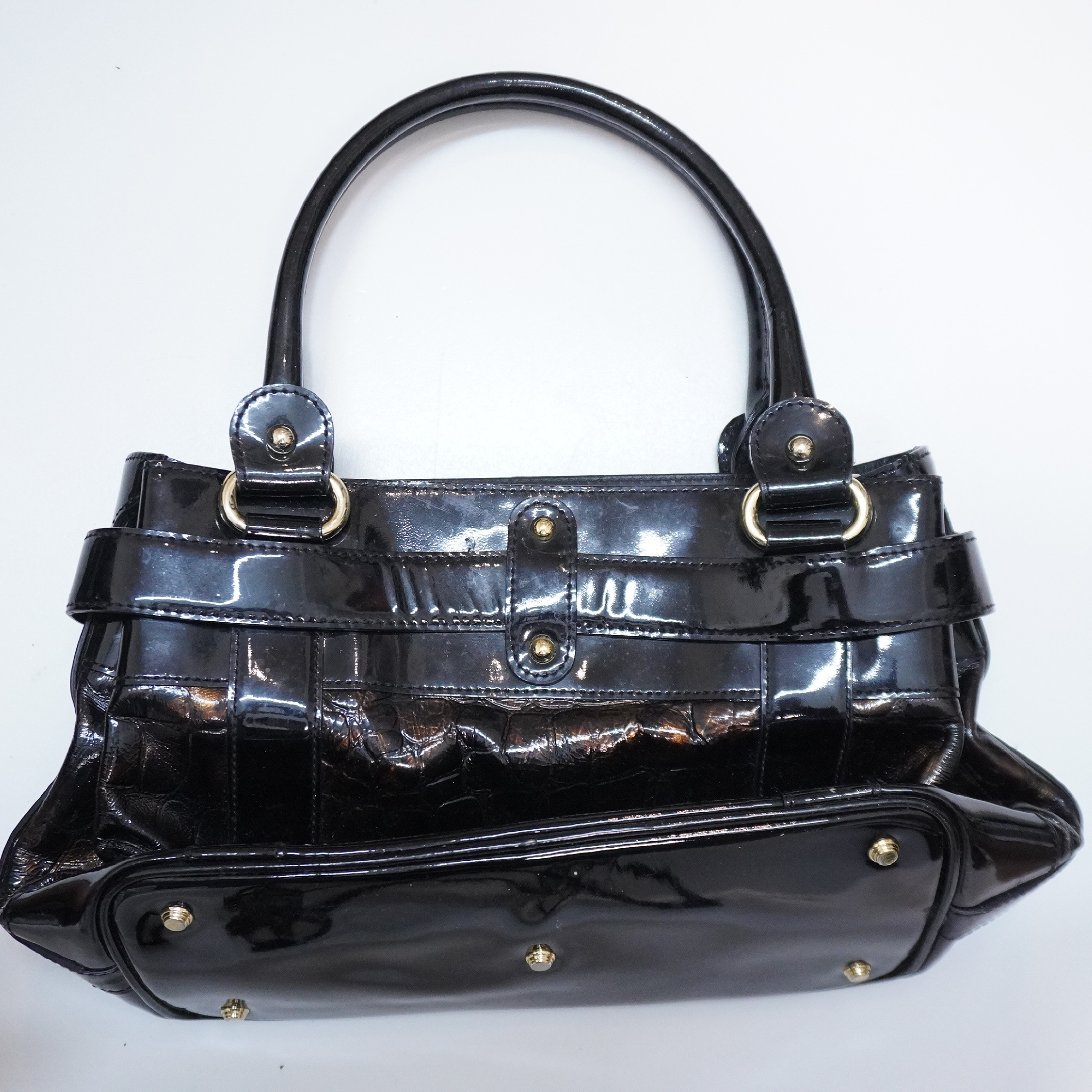 Enamel Handbag Black Gold Handbag — view 7