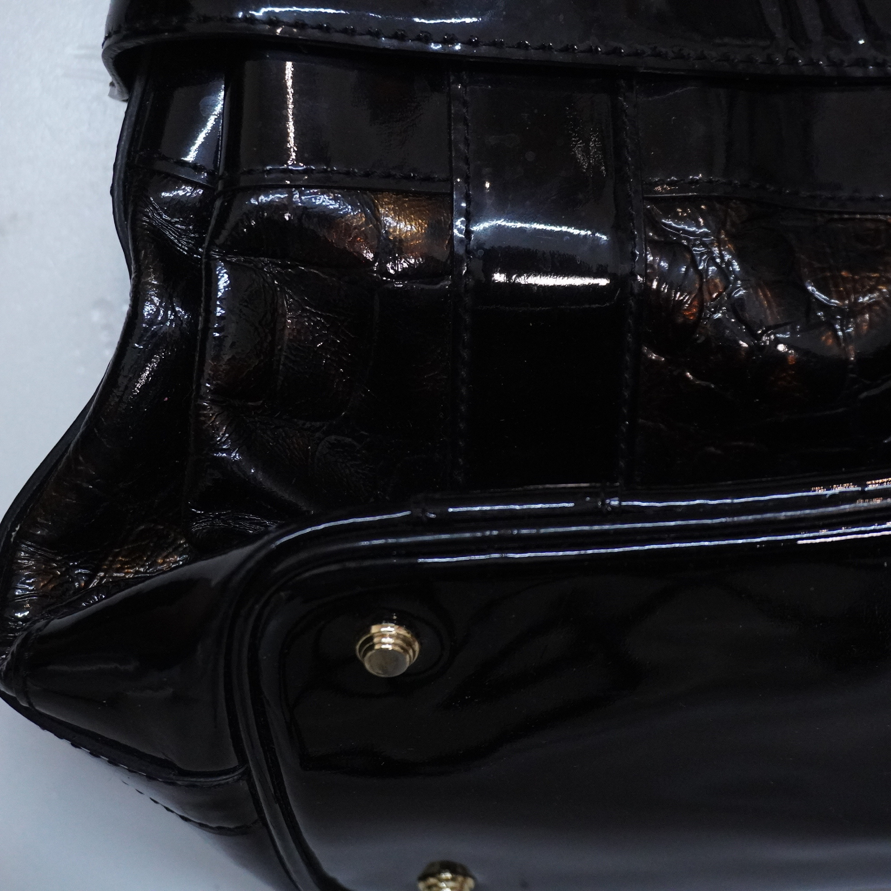 Enamel Handbag Black Gold Handbag — view 8