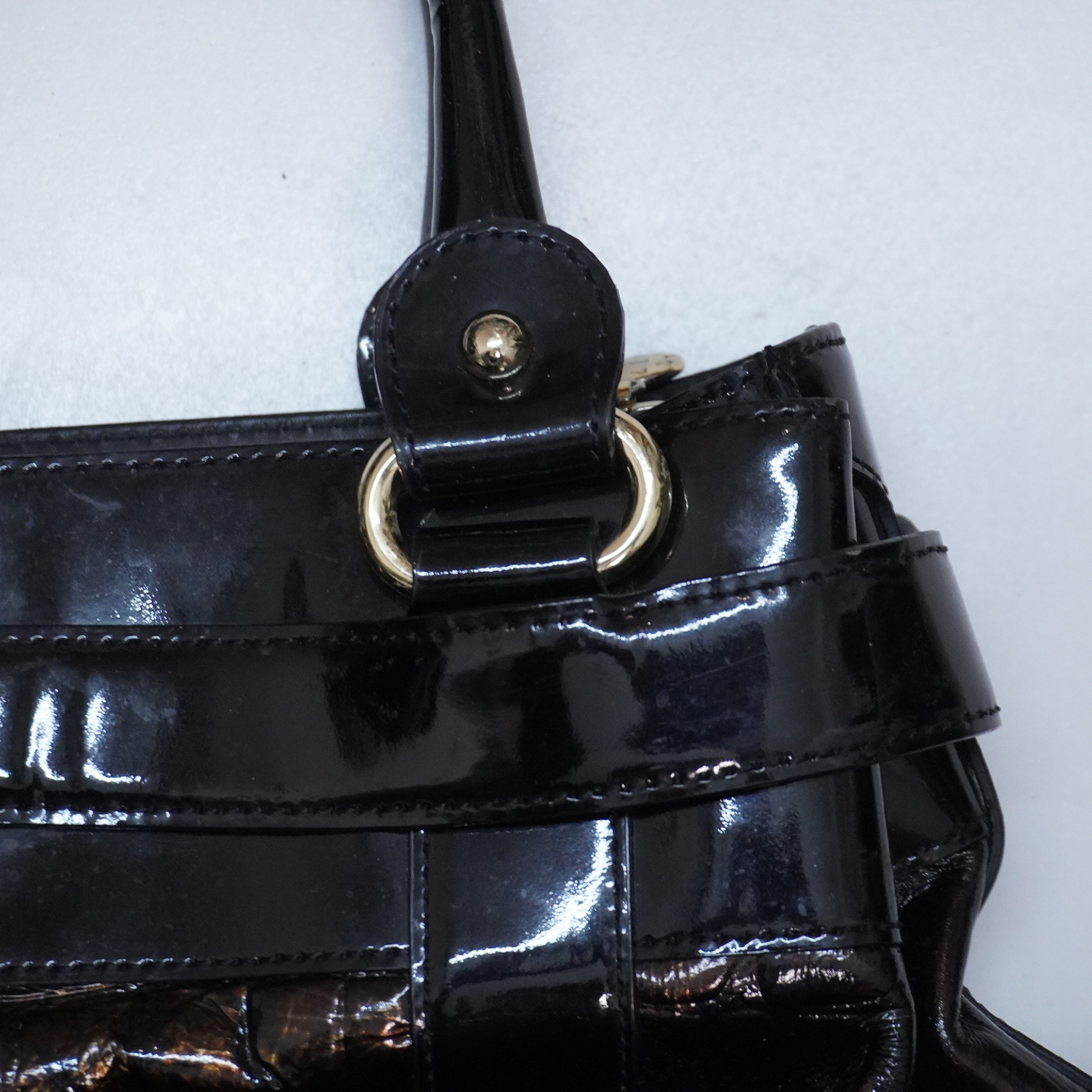 Enamel Handbag Black Gold Handbag — view 10