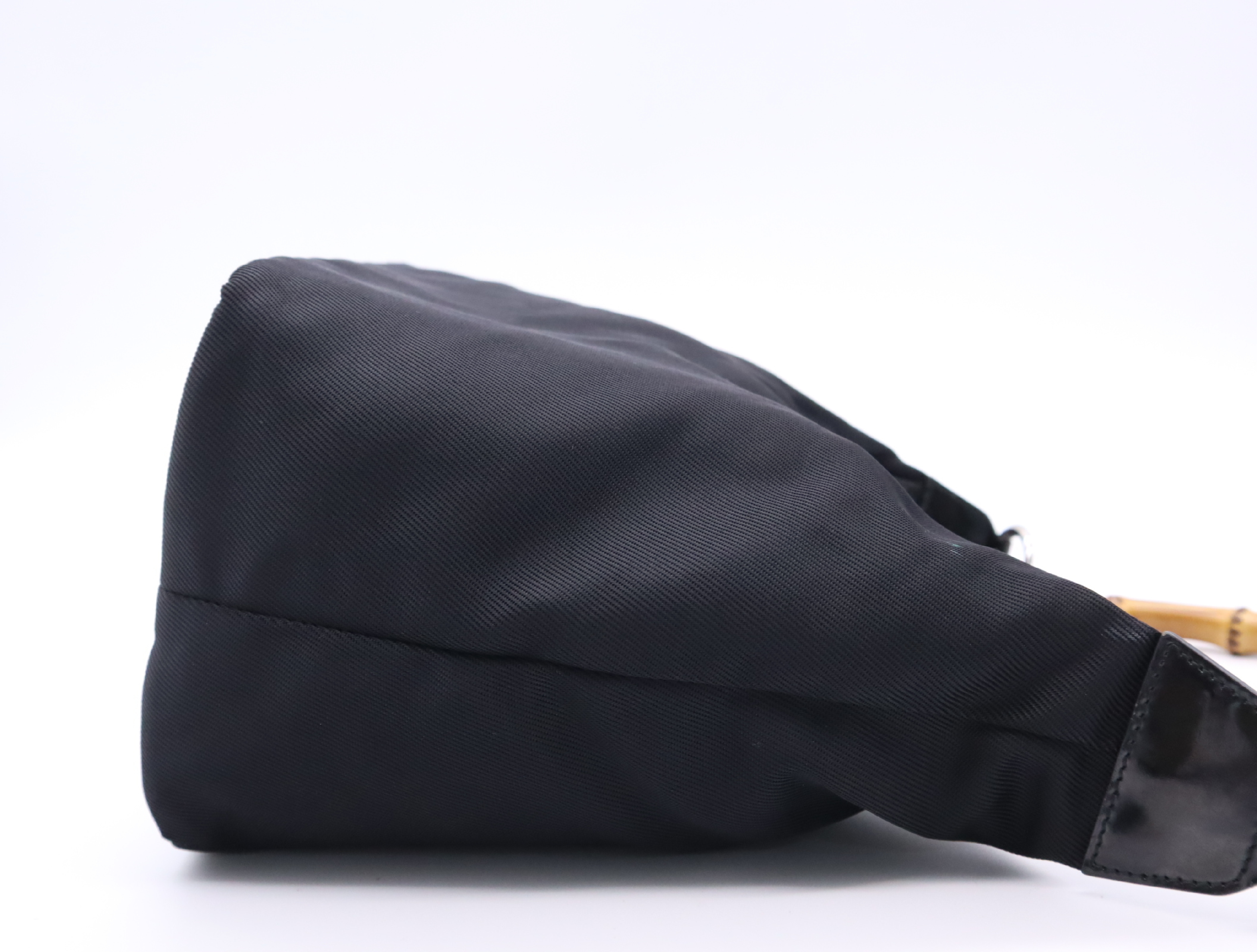000-1998-0531 Nylon Bamboo Black Silver Hardware Handbag with Dust Bag — view 5