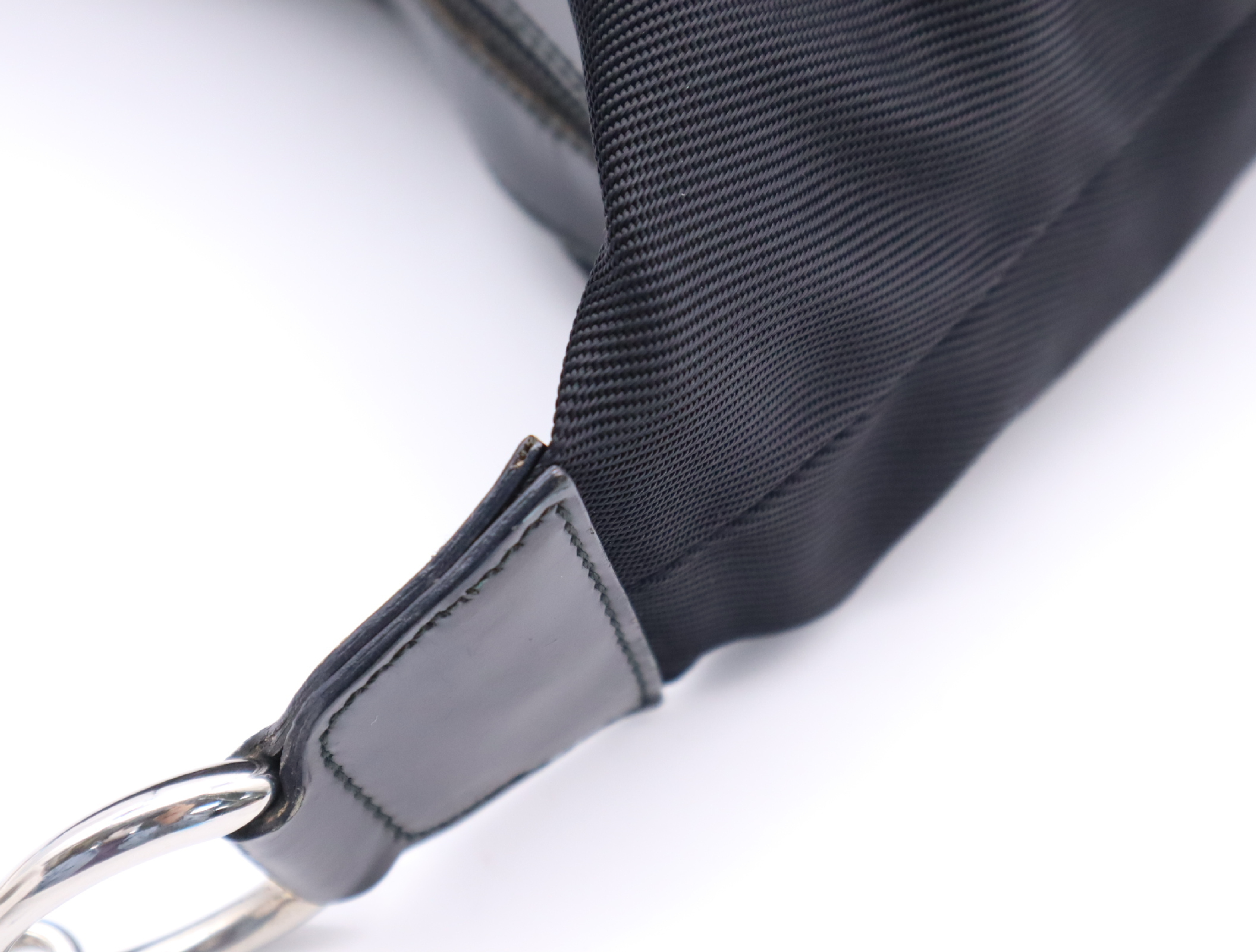 000-1998-0531 Nylon Bamboo Black Silver Hardware Handbag with Dust Bag — view 9