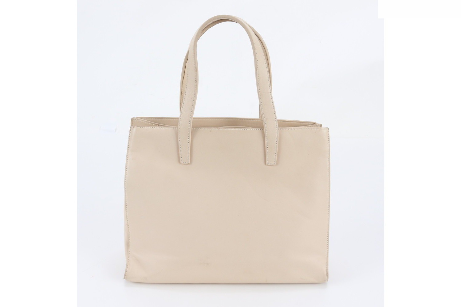 Anagram Leather Handbag Tote, Beige — view 3