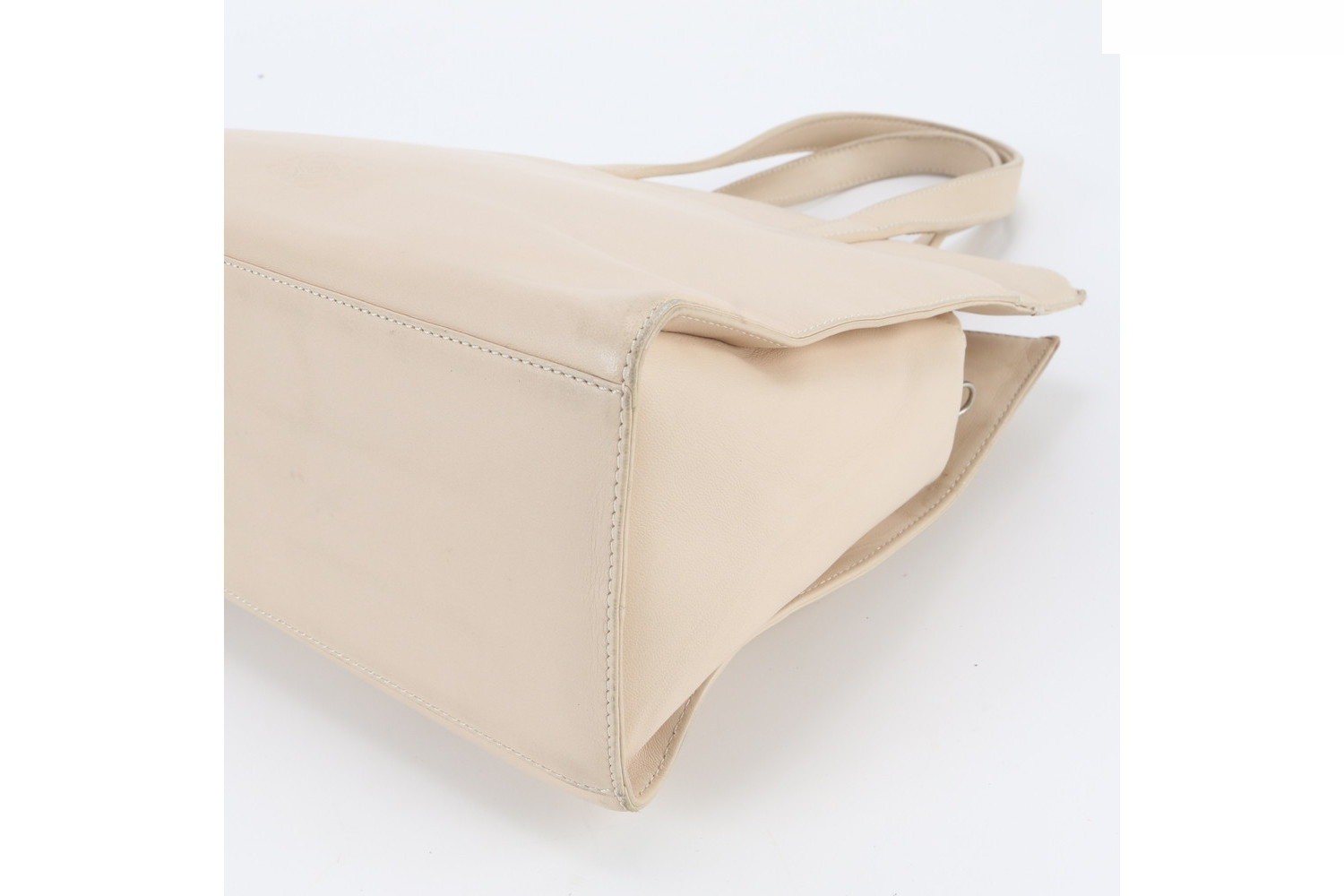 Anagram Leather Handbag Tote, Beige — view 4