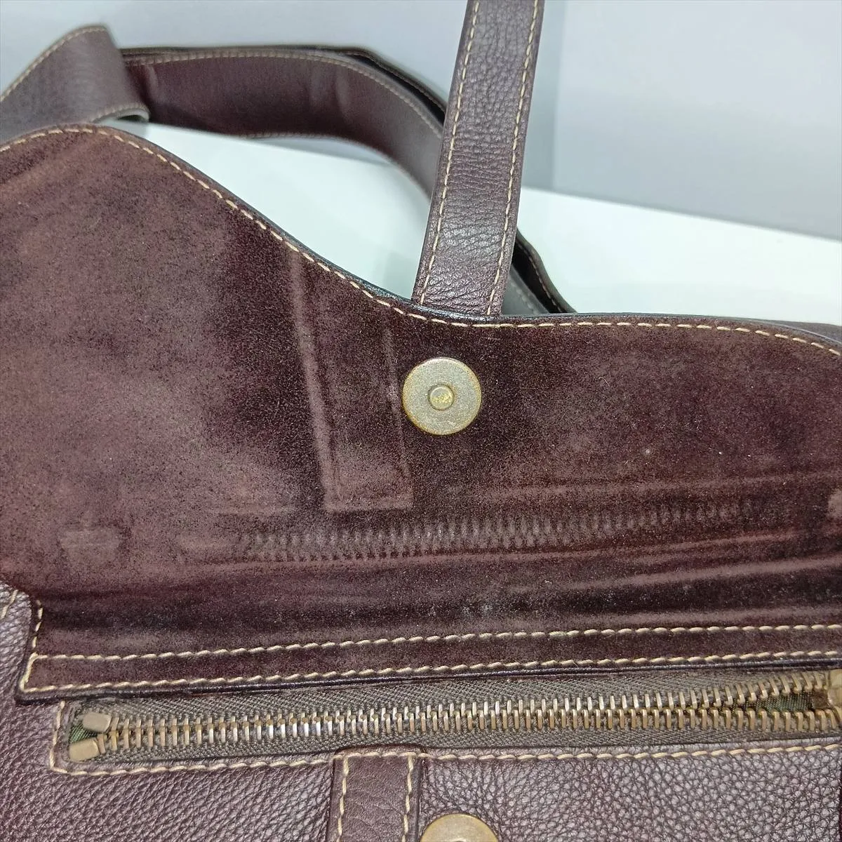 Saddle Leather Shoulder Bag, Brown — view 15