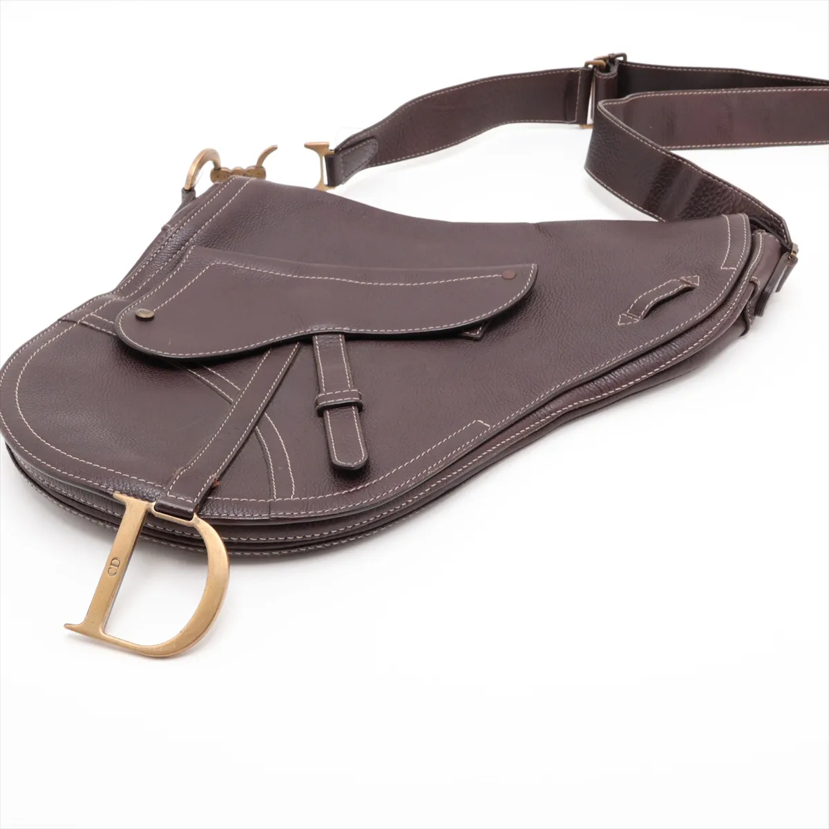 Saddle Leather Shoulder Bag, Brown — view 3