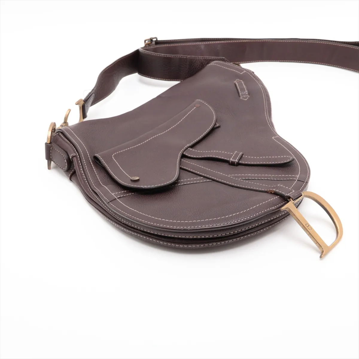 Saddle Leather Shoulder Bag, Brown — view 4