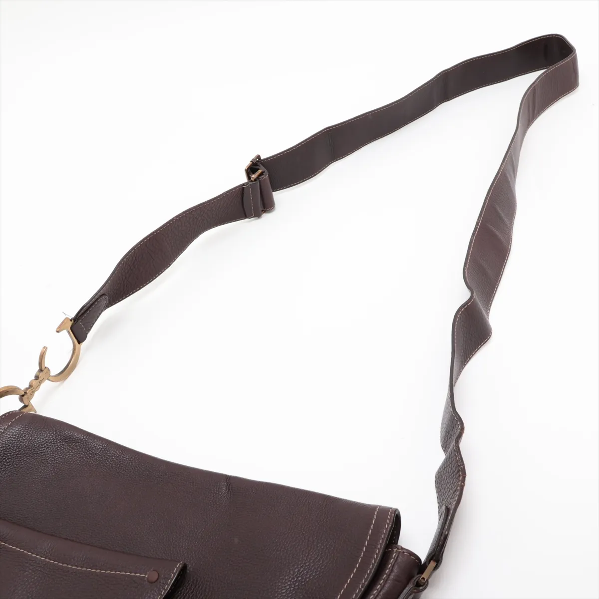 Saddle Leather Shoulder Bag, Brown — view 5
