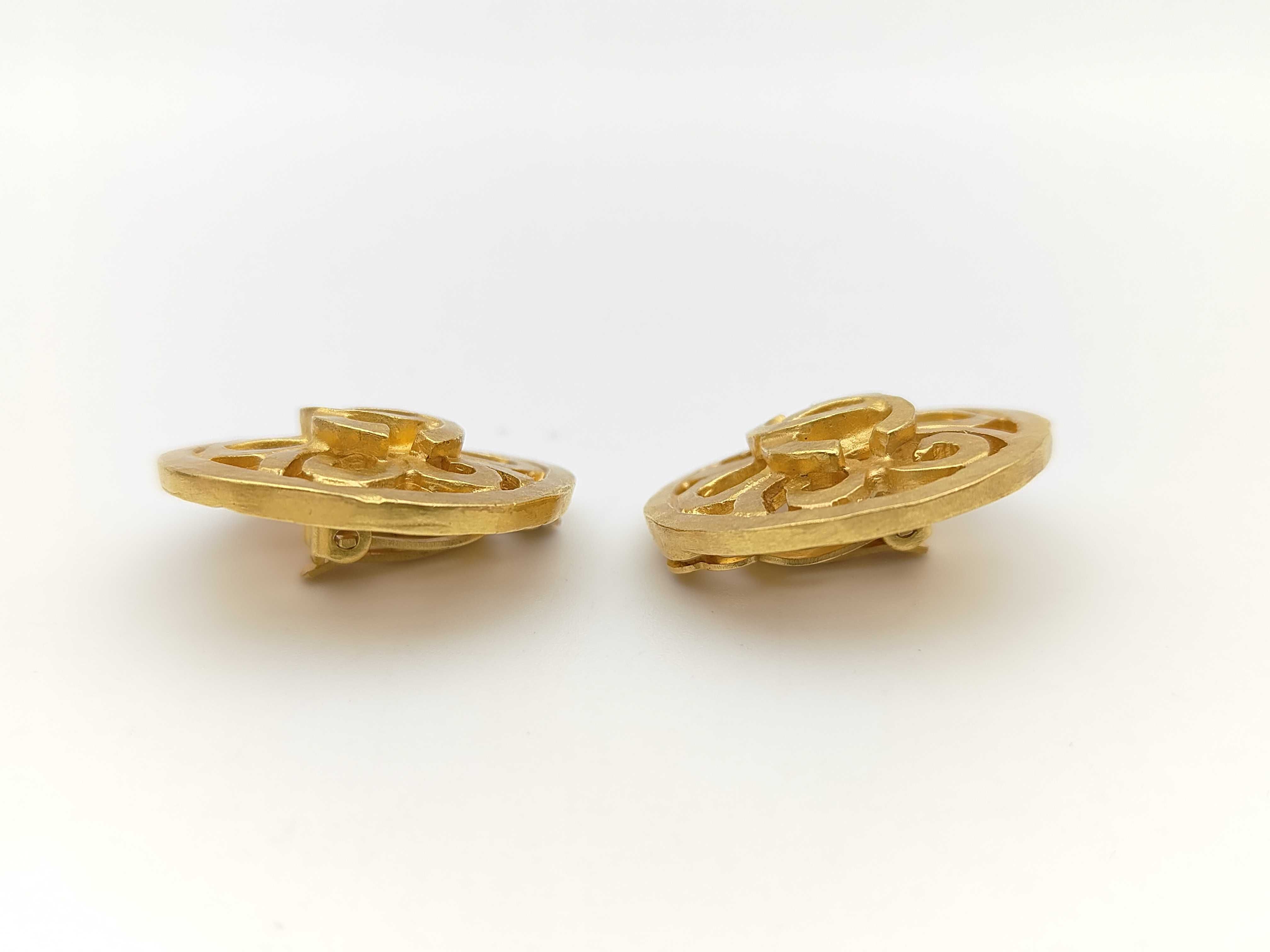 Coco Mark Openwork Gold Earrings — view 3